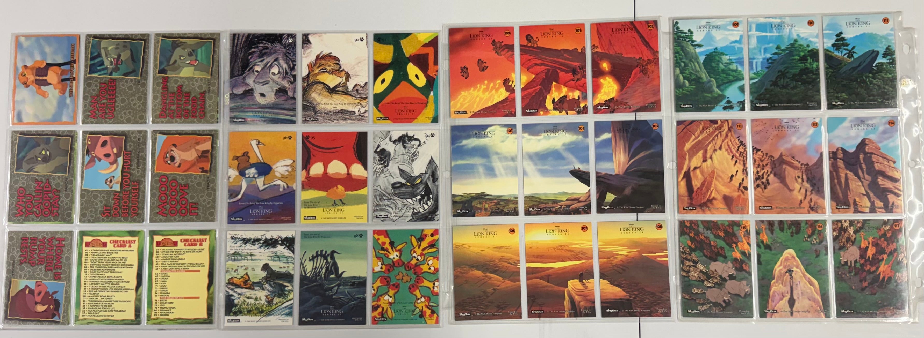 1994 SkyBox Disney The Lion King Series 1-2, Widevision Complete Card Sets NM