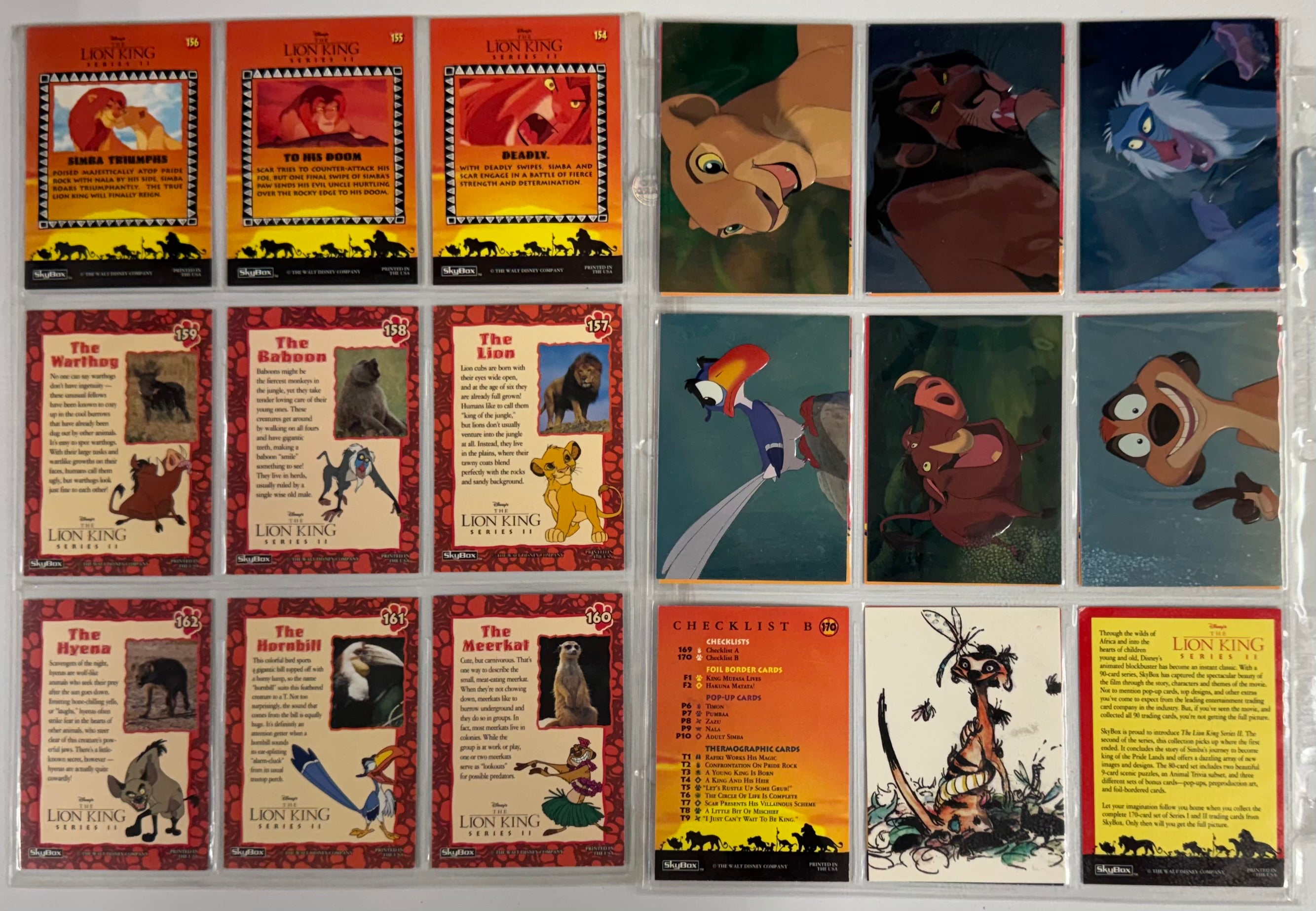 1994 SkyBox Disney The Lion King Series 1-2, Widevision Complete Card Sets NM
