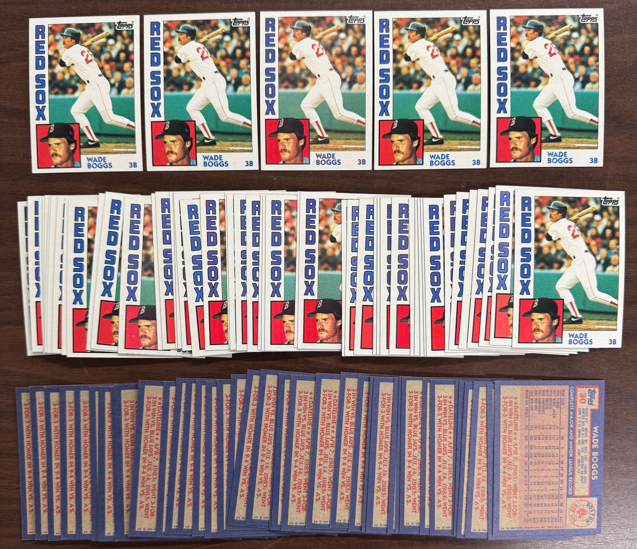 1984 Topps Baseball Wade Boggs #30 2nd Year - Lot of 94 NM/MT