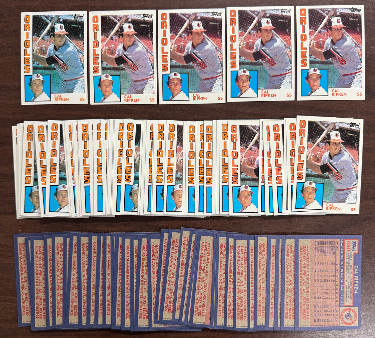 1984 Topps Baseball Cal Ripken Jr. #490 - Lot of 83 NM/MT