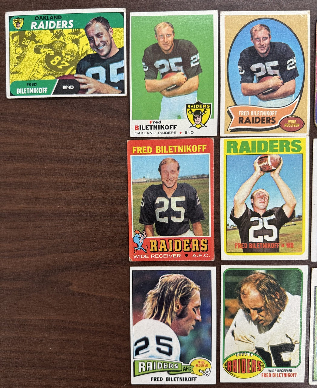1968-1978 Topps Football Fred Biletnikoff Lot of 13 Low Grade