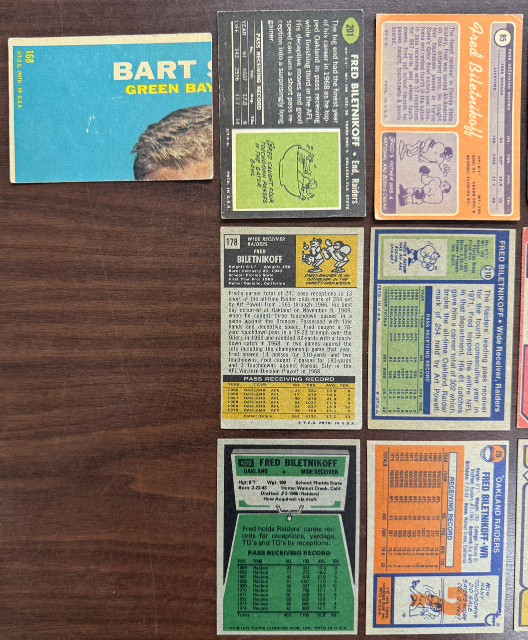 1968-1978 Topps Football Fred Biletnikoff Lot of 13 Low Grade