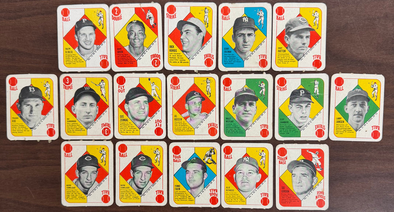 1951 Topps Baseball Red Backs Lot of 17 Low Grade