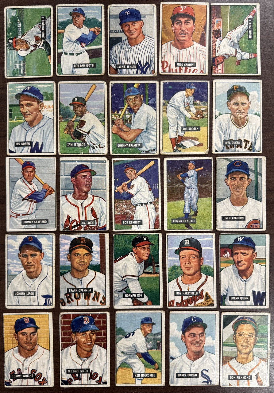 1951 Bowman Baseball Starter Lot of 166 All Different Low Grade w/ Duke Snider