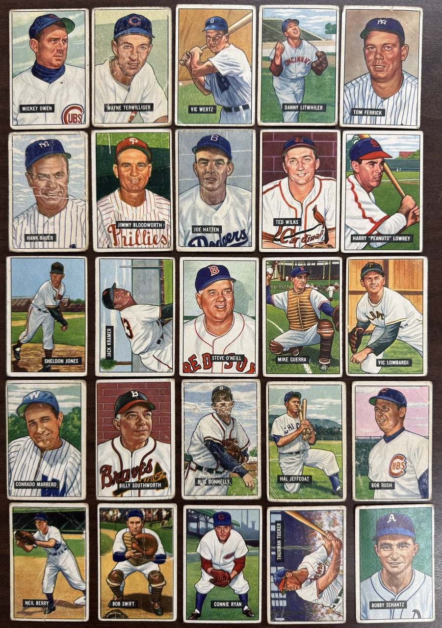 1951 Bowman Baseball Starter Lot of 166 All Different Low Grade w/ Duke Snider
