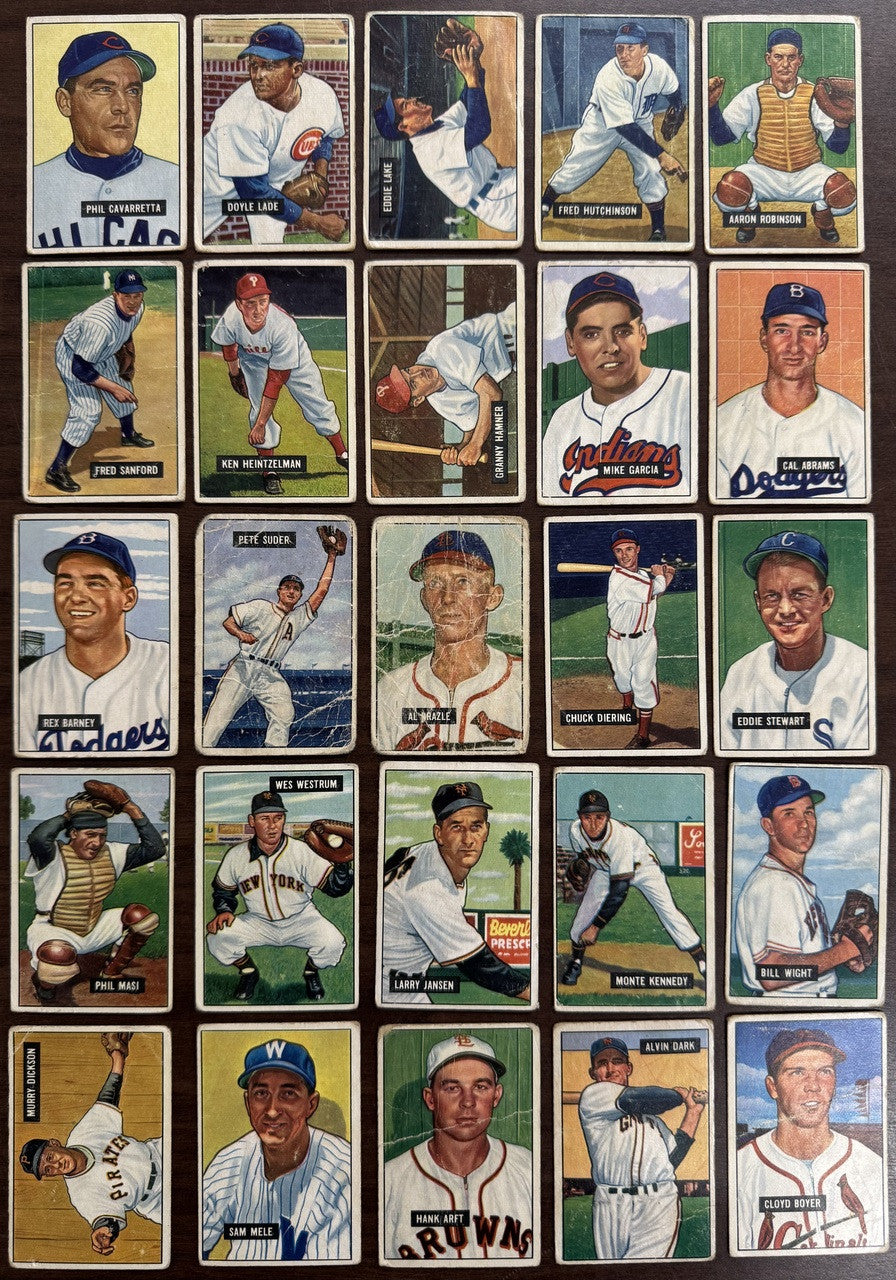 1951 Bowman Baseball Starter Lot of 166 All Different Low Grade w/ Duke Snider