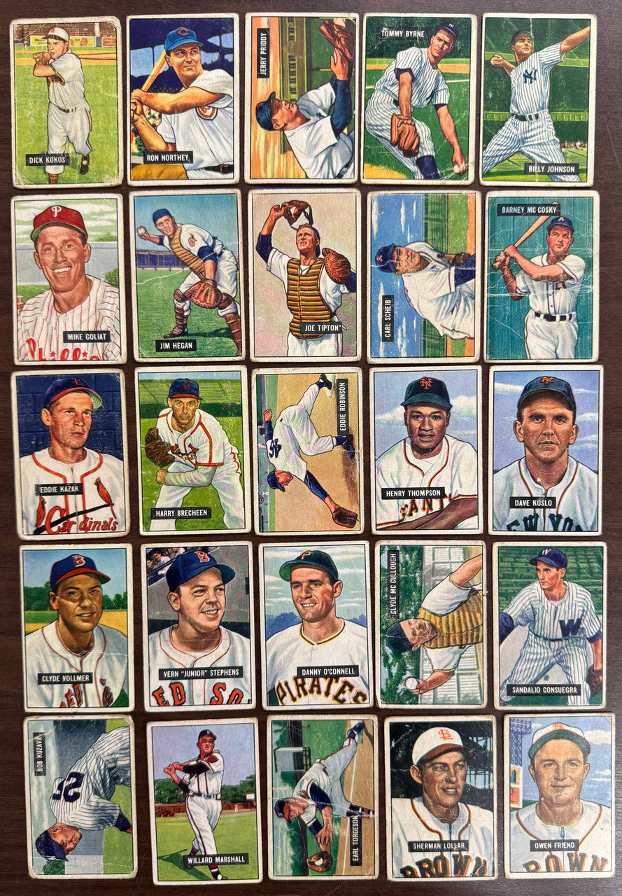 1951 Bowman Baseball Starter Lot of 166 All Different Low Grade w/ Duke Snider