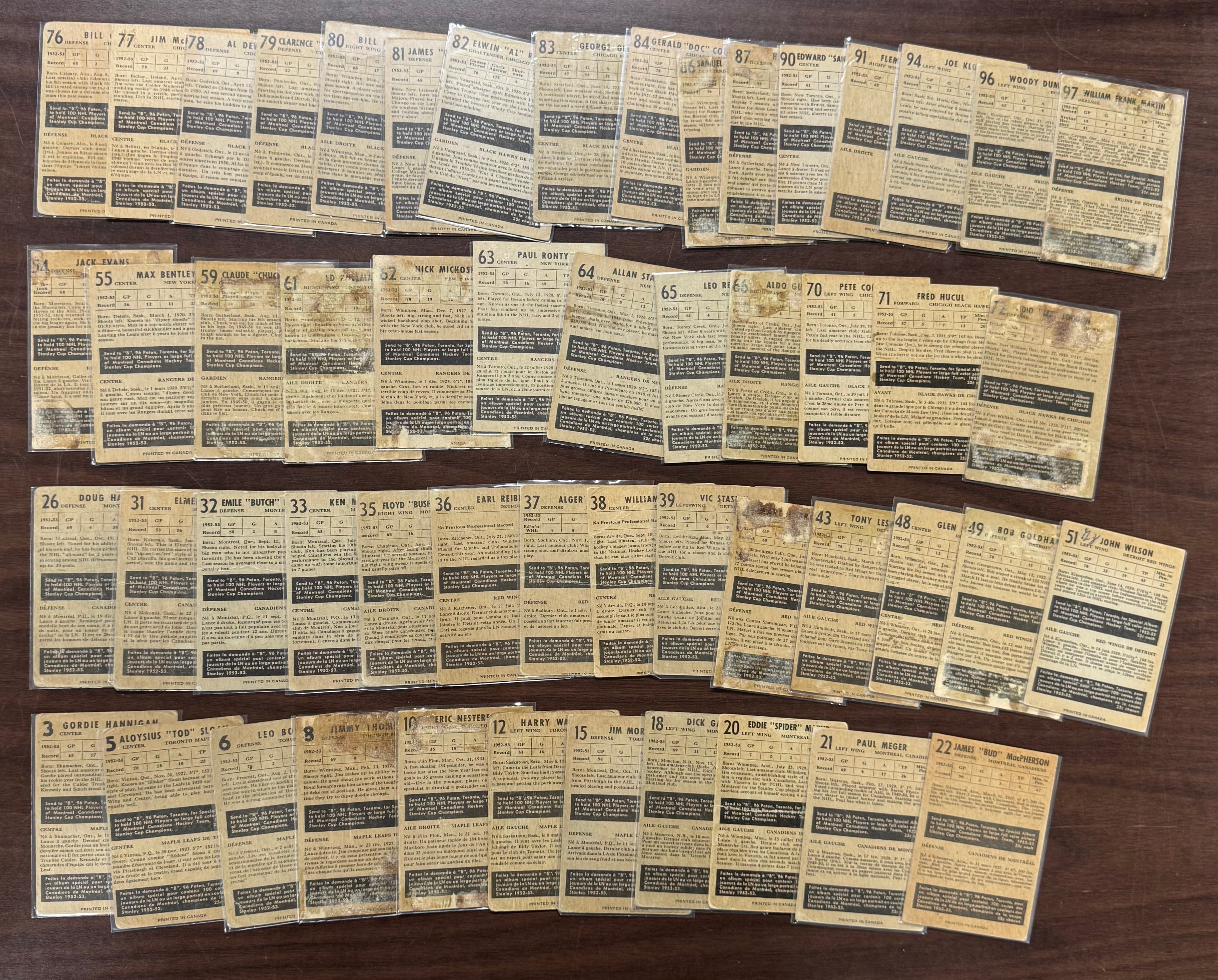 1953/54 Parkhurst Hockey Partial Set (53/103) Low Grade