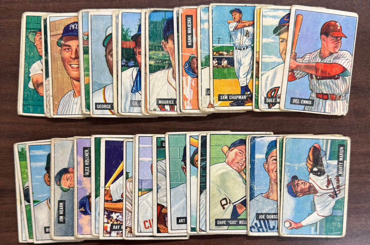 1951 Bowman Baseball Starter Lot of 166 All Different Low Grade w/ Duke Snider