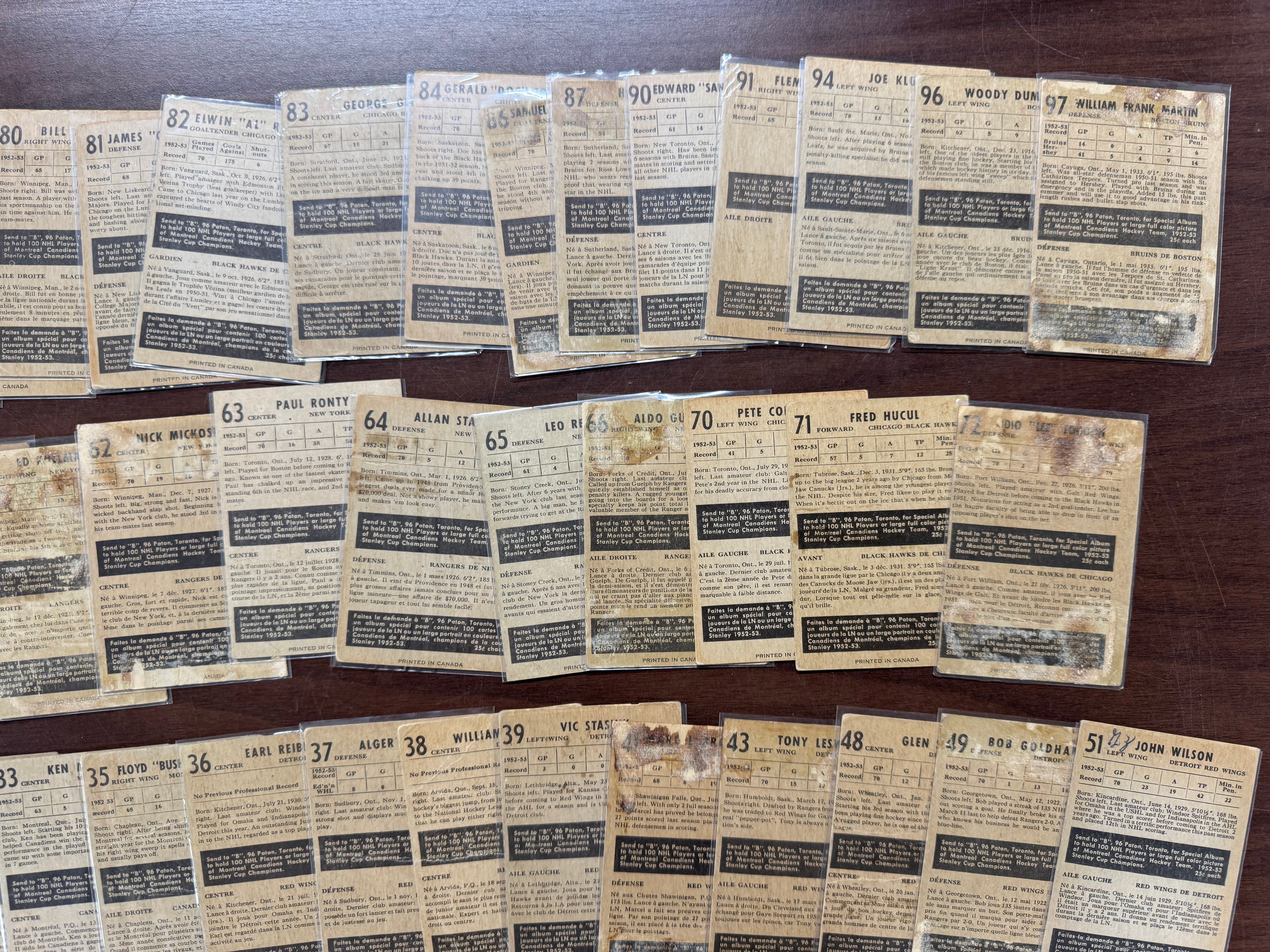 1953/54 Parkhurst Hockey Partial Set (53/103) Low Grade