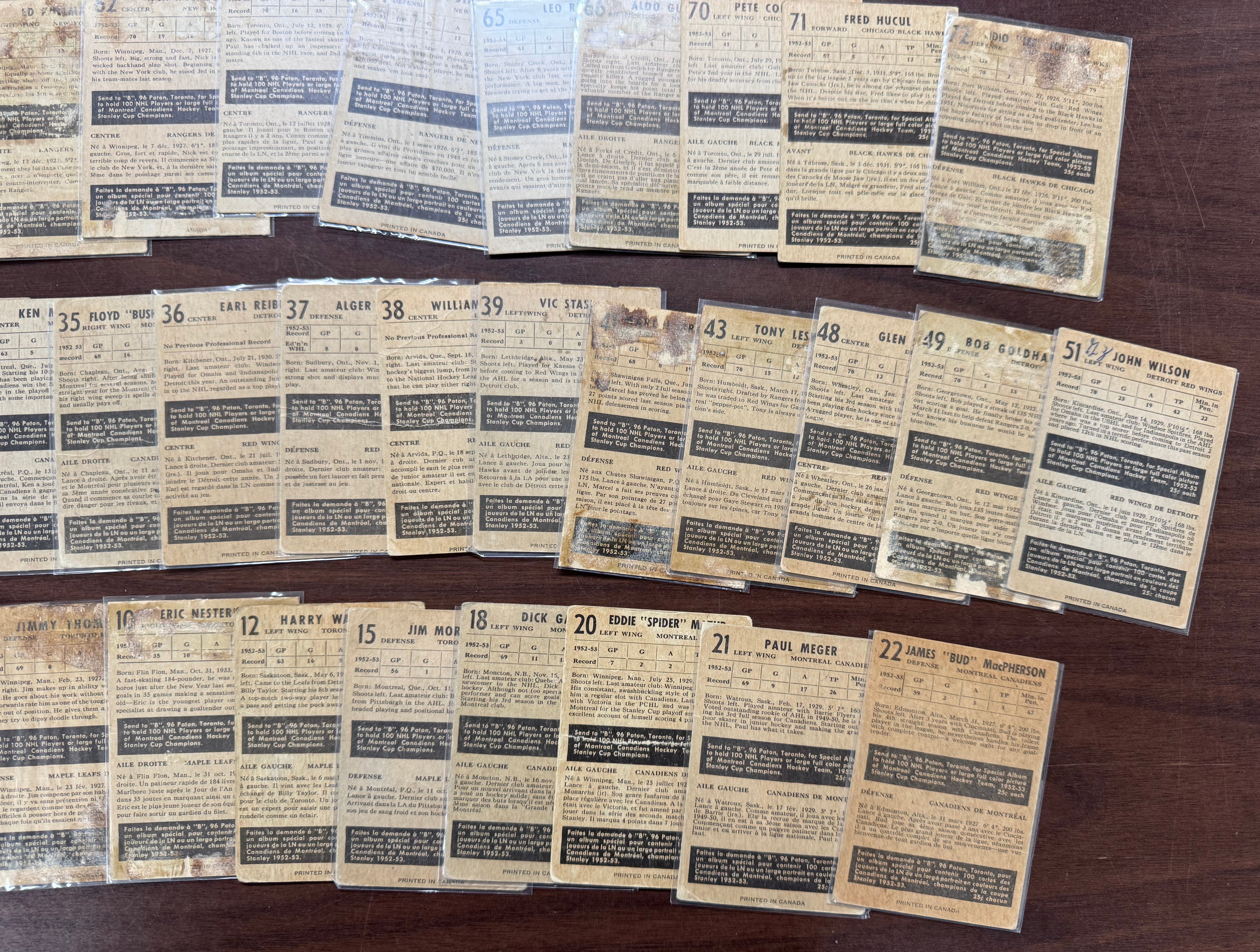 1953/54 Parkhurst Hockey Partial Set (53/103) Low Grade
