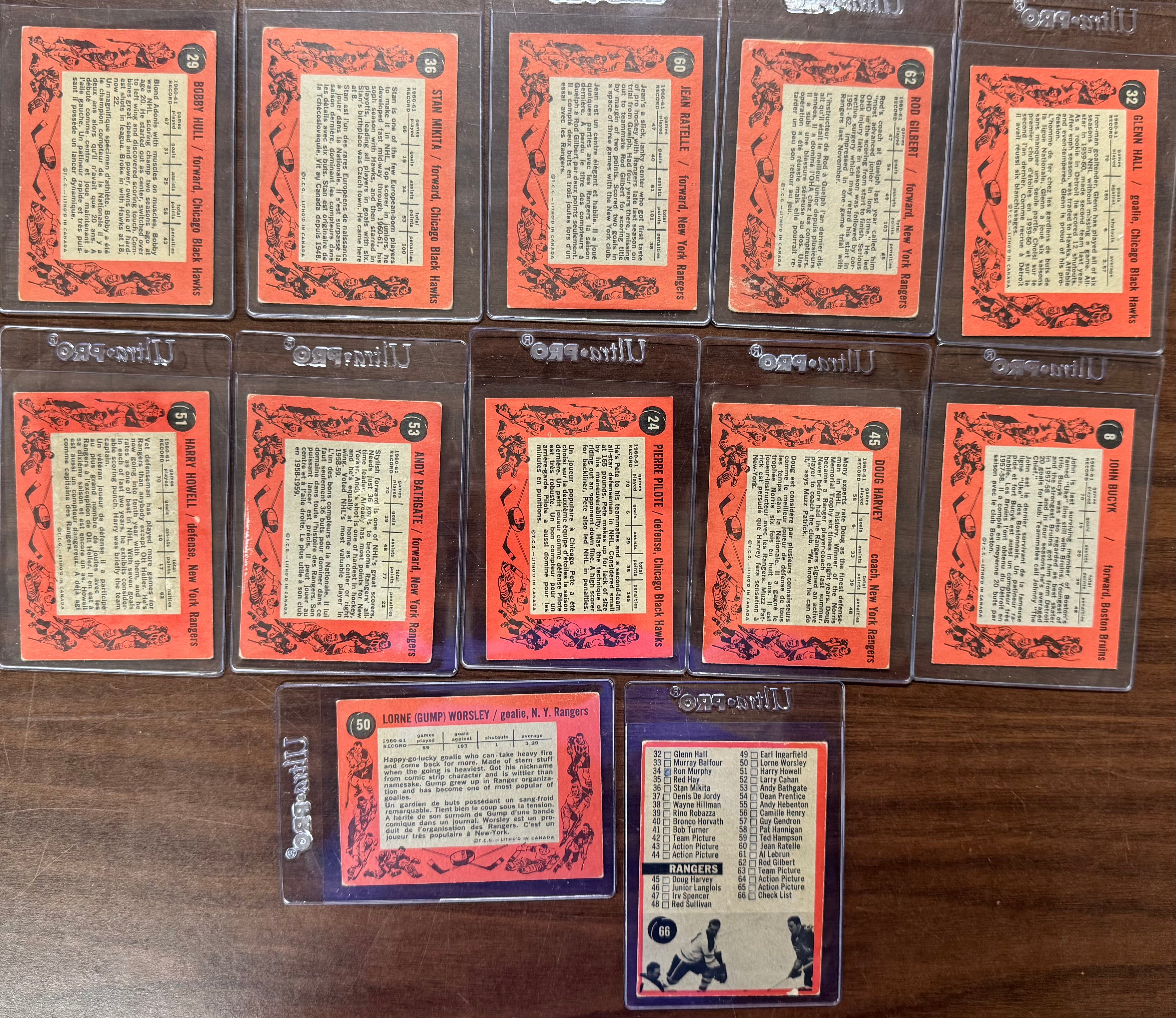 1961/62 Topps Hockey Complete Set (66/66) VG/EX-EX
