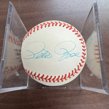Pete Rose Johnny Bench Joe Morgan Signed Autographed Rawlings ONL Baseball BAS