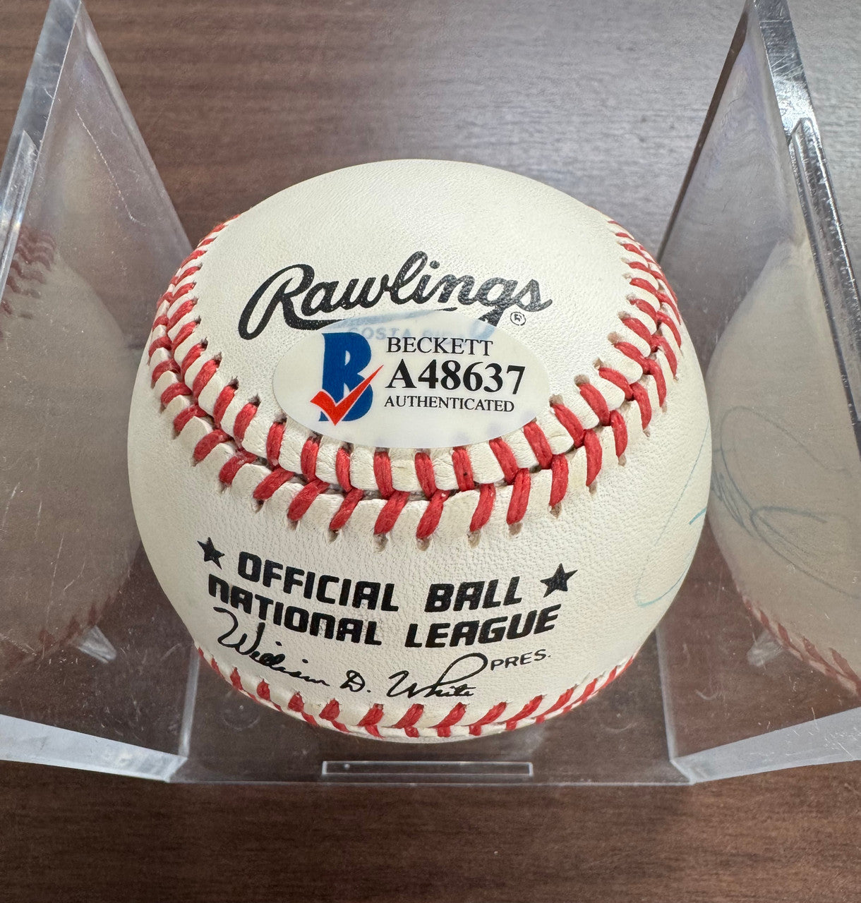 Pete Rose Johnny Bench Joe Morgan Signed Autographed Rawlings ONL Baseball BAS