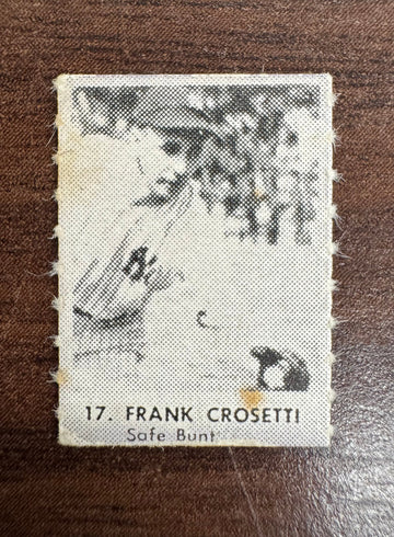 1950 R423 Mini Strip Frank Crosetti A Safe Bunt Purple Back #17