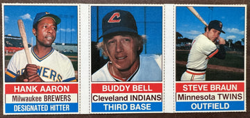 1976 Hostess Baseball Uncut Panel W/ Hank Aaron
