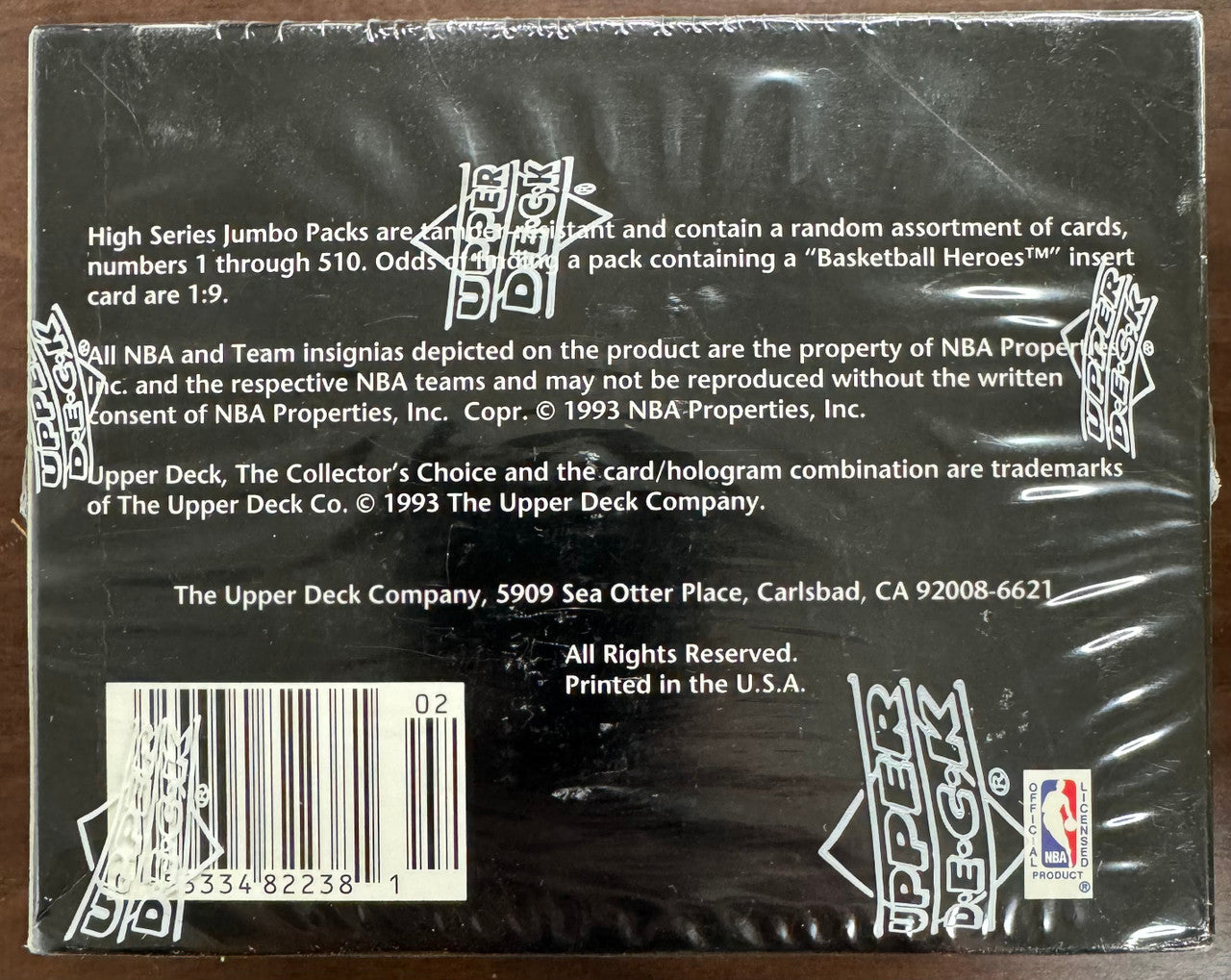 1992/93 Upper Deck Basketball High Series Jumbo Box Factory Sealed