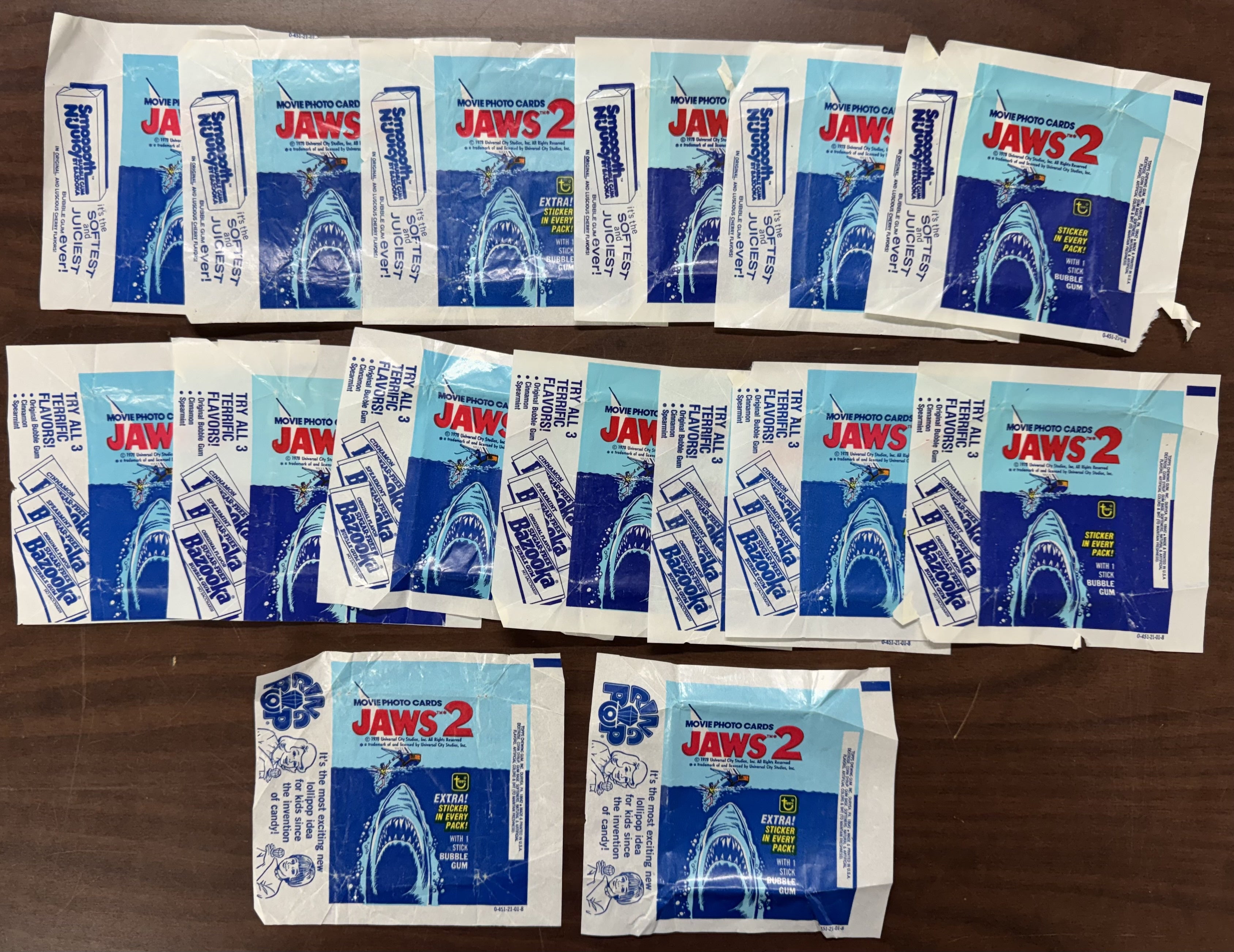 1978 Topps Jaws 2 Wax Pack Wrapper Lot