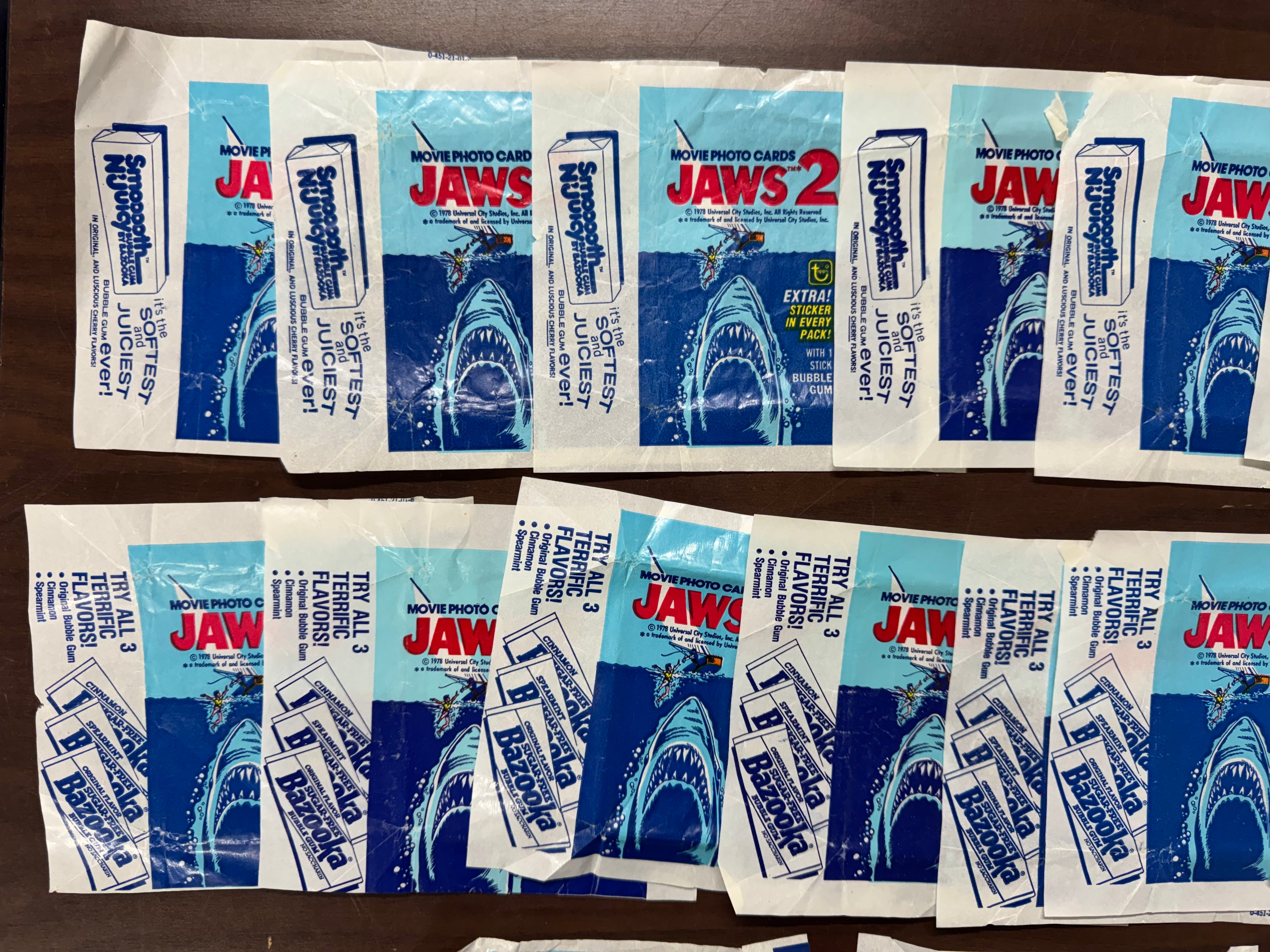 1978 Topps Jaws 2 Wax Pack Wrapper Lot