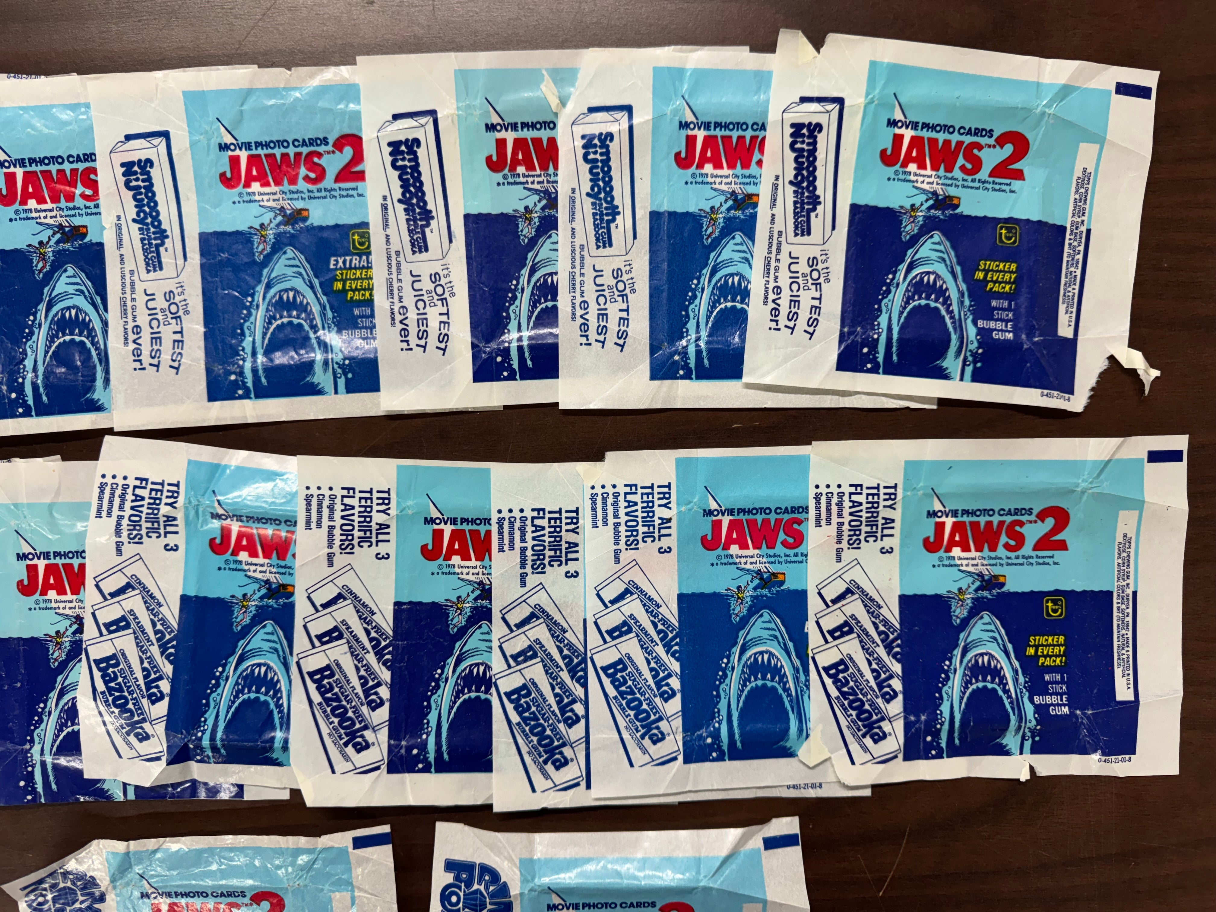 1978 Topps Jaws 2 Wax Pack Wrapper Lot