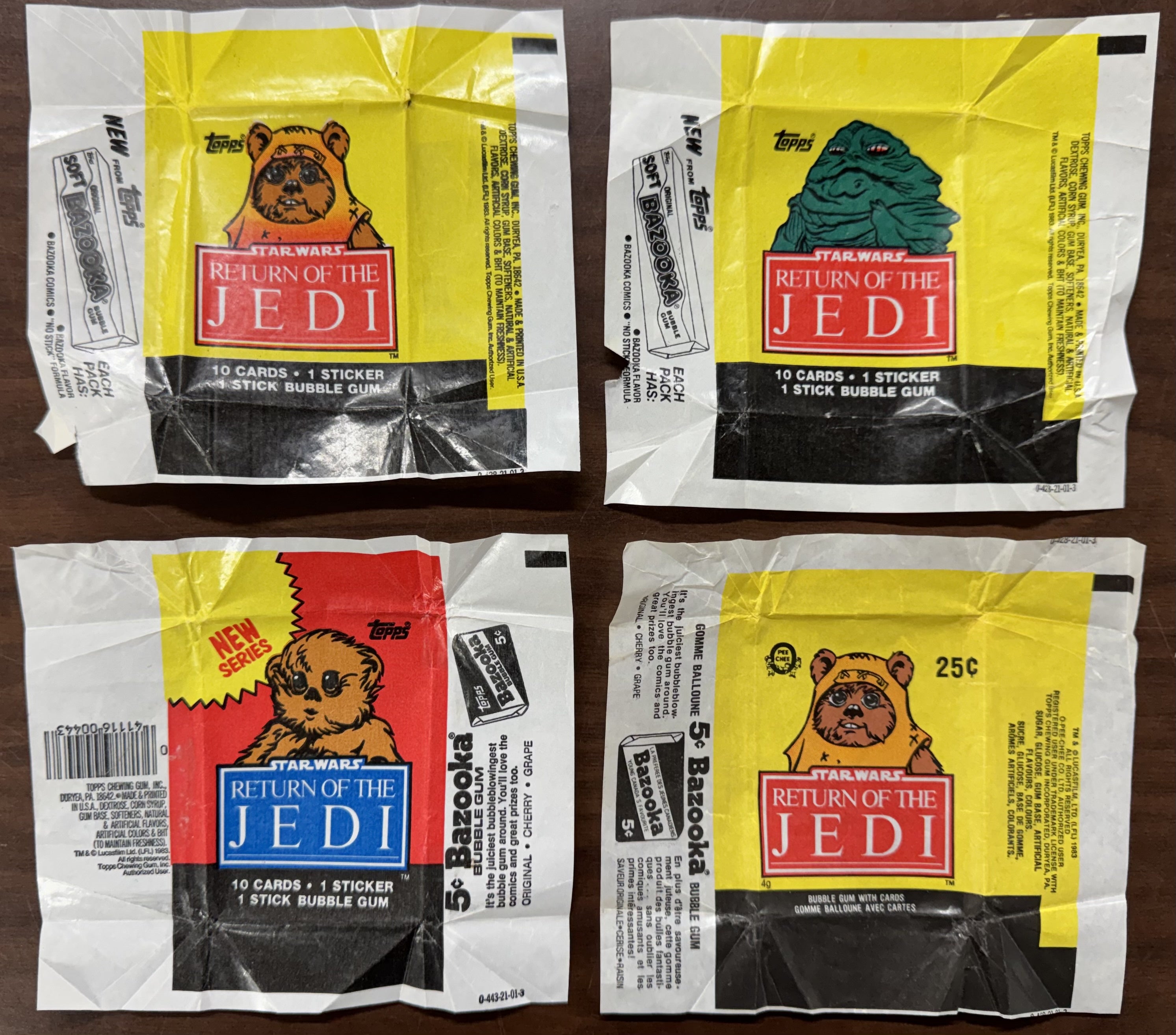 1983 Topps Star Wars Return of the Jedi Wax Pack Wrapper Lot