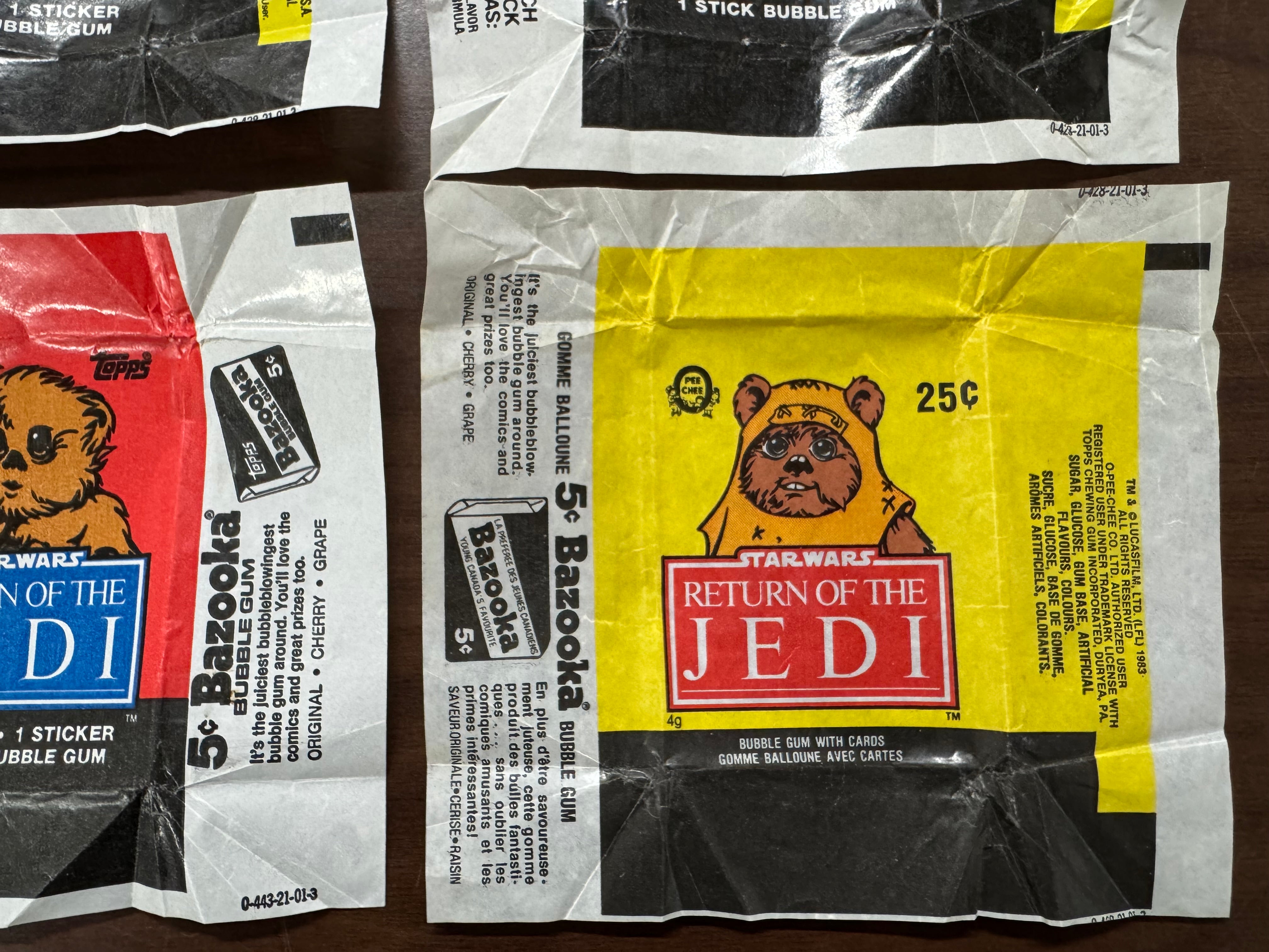 1983 Topps Star Wars Return of the Jedi Wax Pack Wrapper Lot