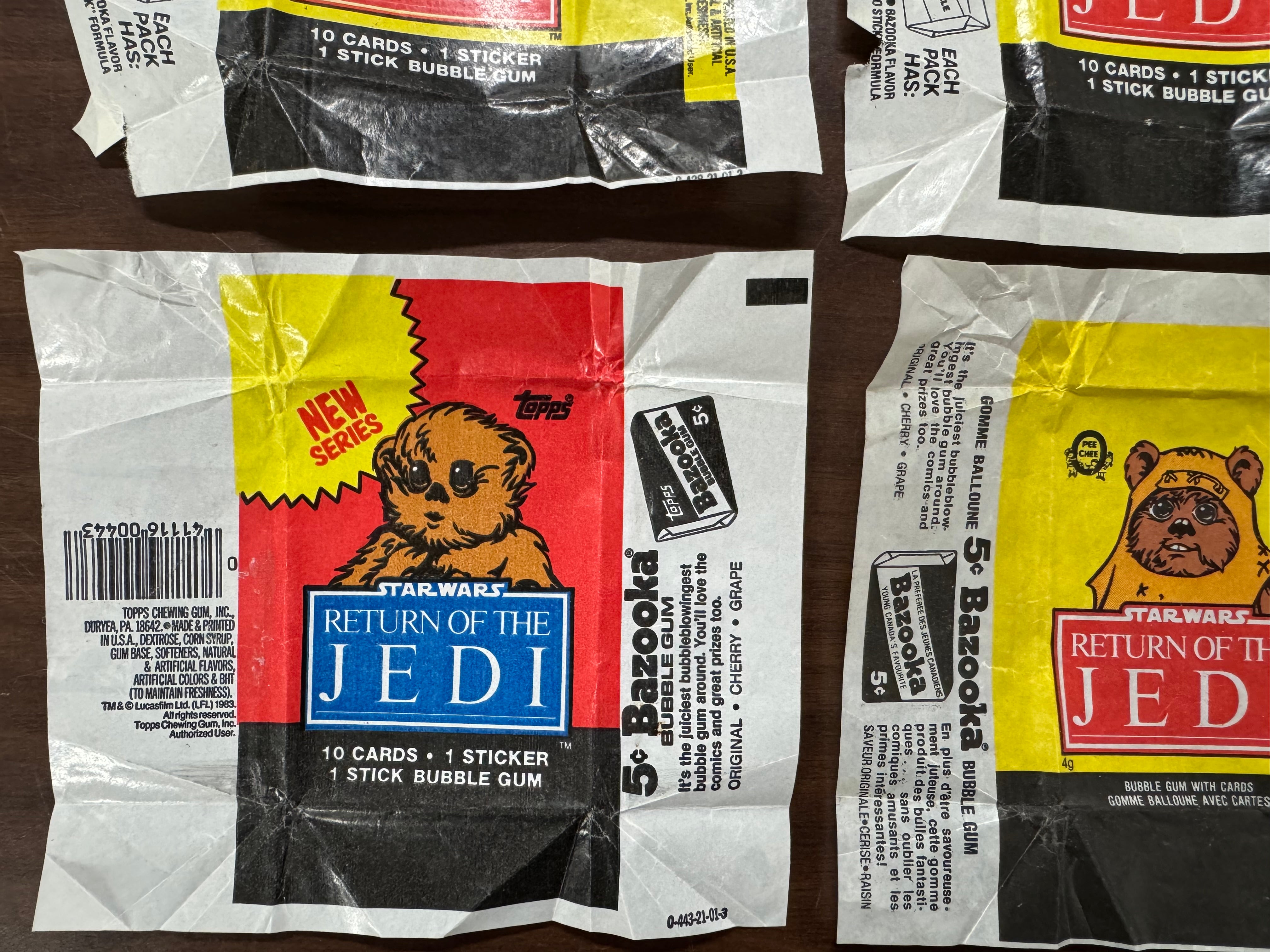 1983 Topps Star Wars Return of the Jedi Wax Pack Wrapper Lot