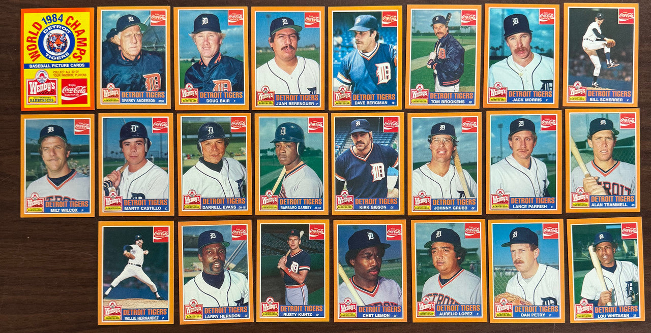 1984 Topps Wendy's Coca Cola Detroit Tigers World Champs Team Set (23) NM-MT