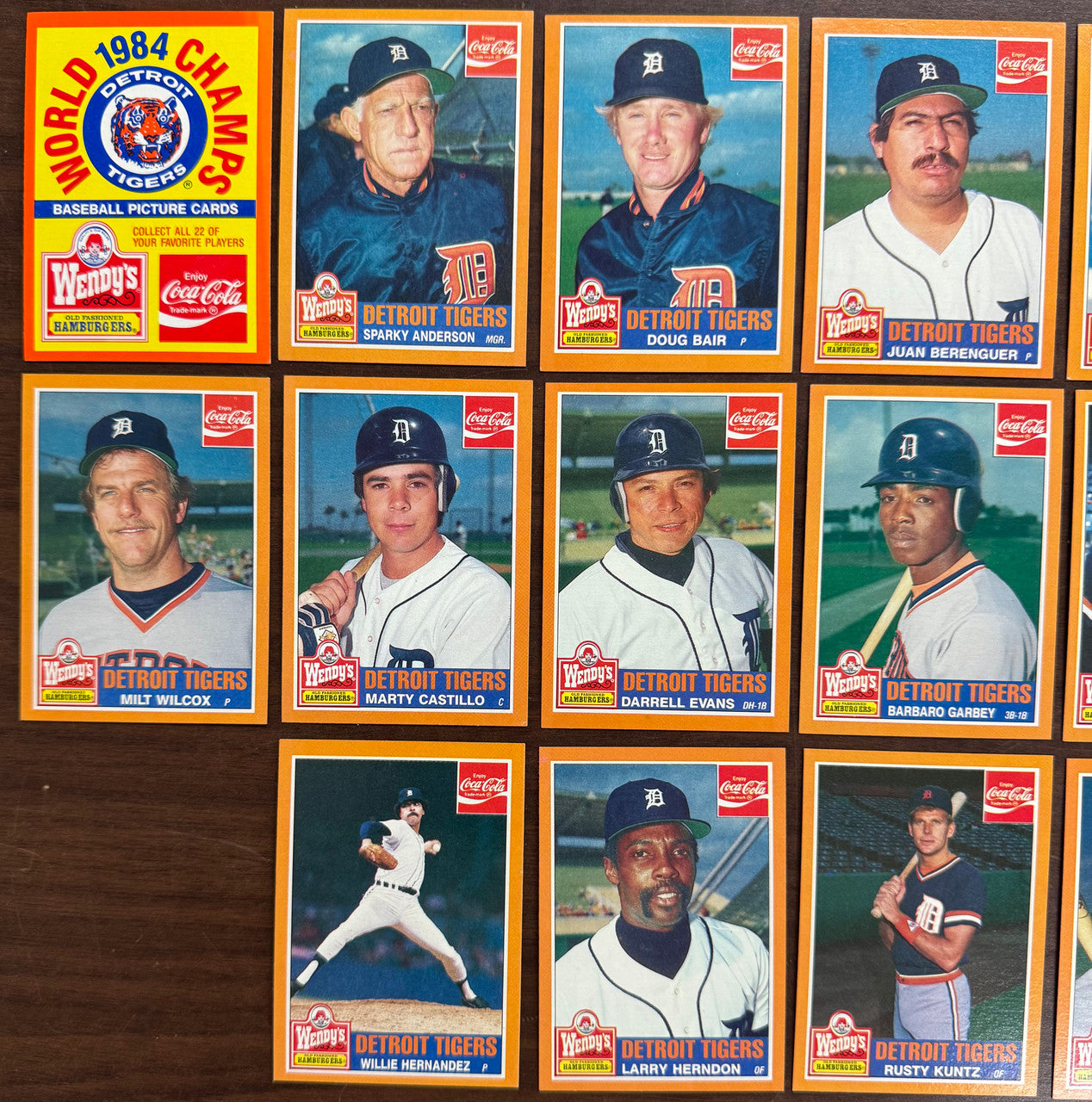 1984 Topps Wendy's Coca Cola Detroit Tigers World Champs Team Set (23) NM-MT