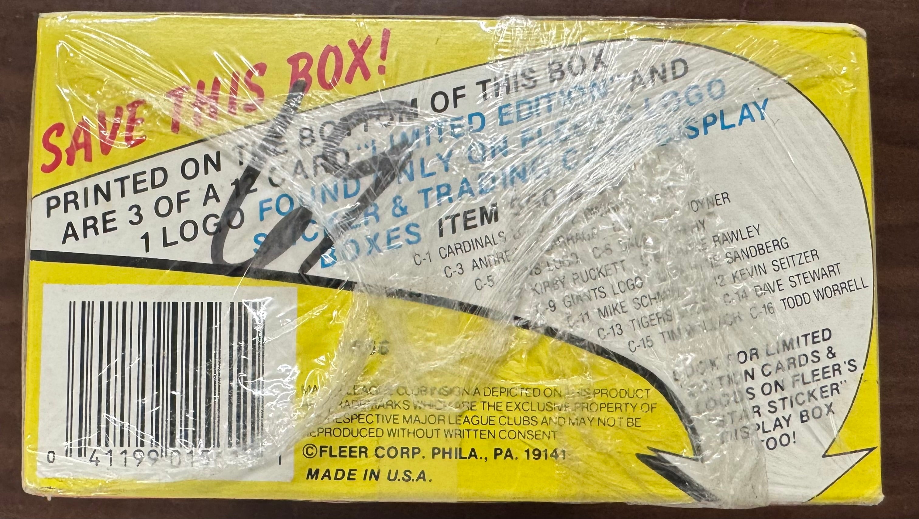 1988 Fleer Baseball Cello Factory Box