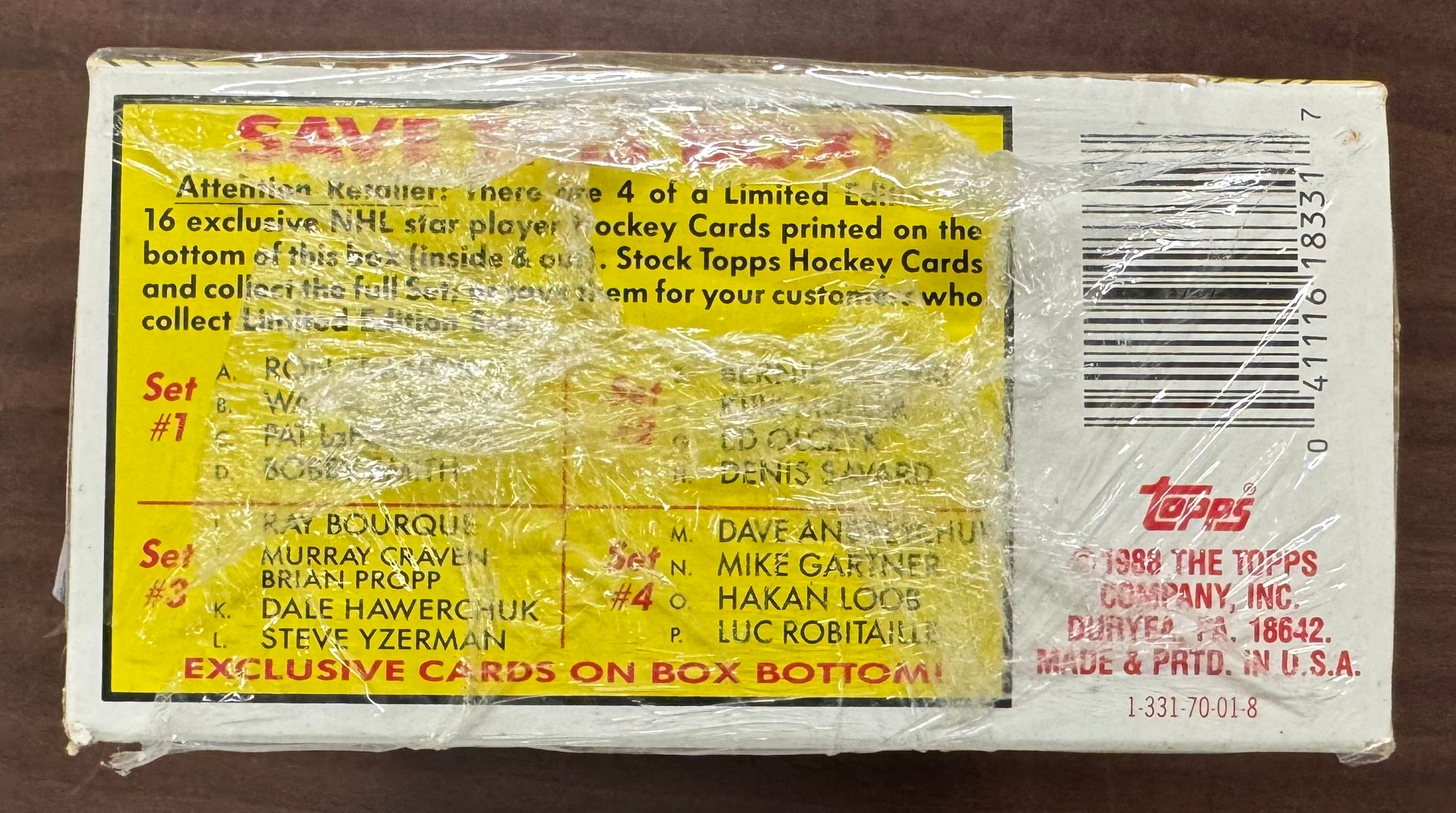 1988 Topps Hockey Wax Factory Box