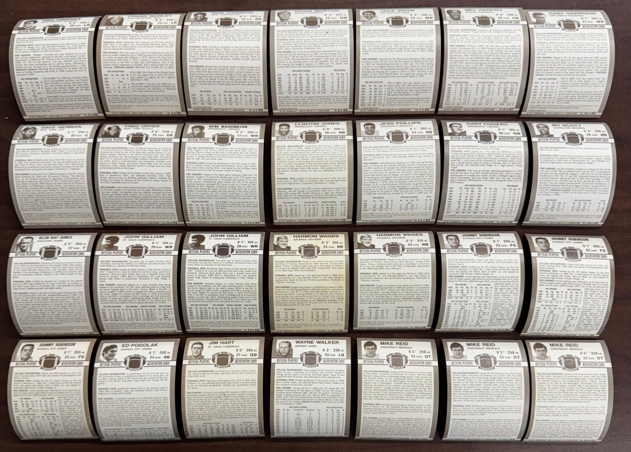 1971 Kellogg's Football Lot of 56 w/ Dupes Some Cracking VG/EX-EX Overall
