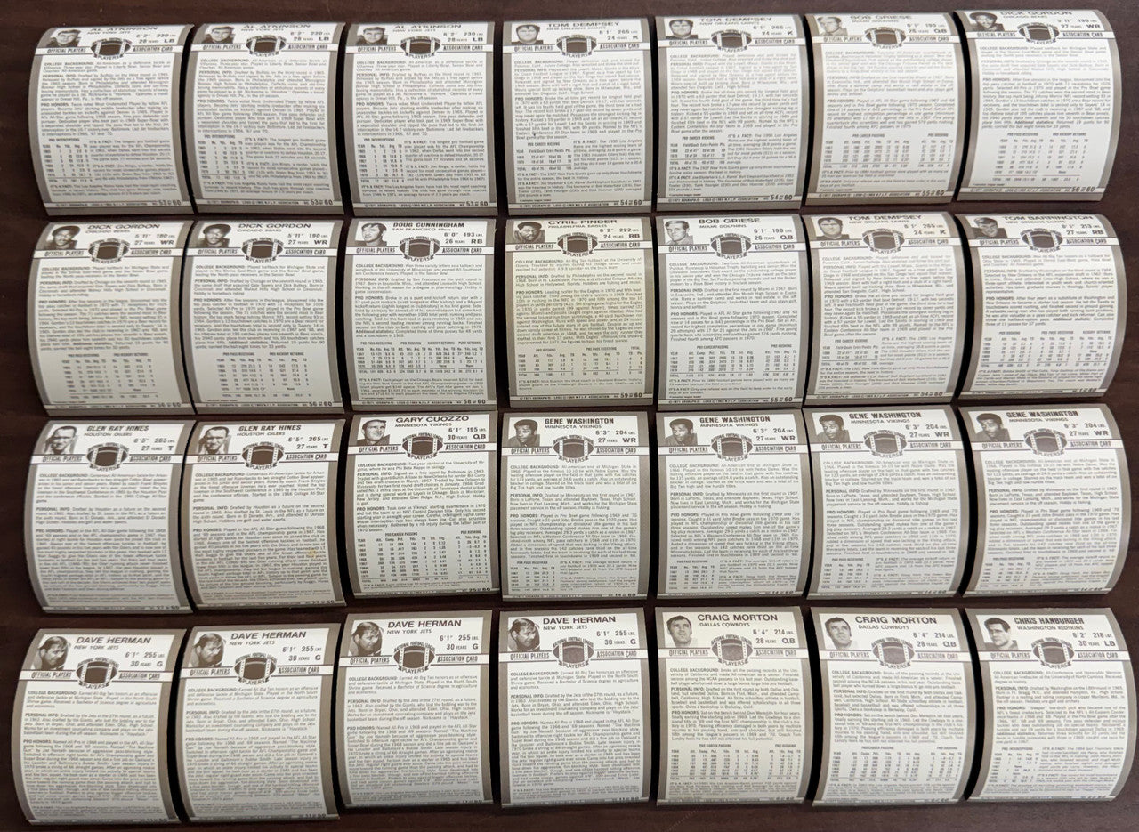 1971 Kellogg's Football Lot of 56 w/ Dupes Some Cracking VG/EX-EX Overall