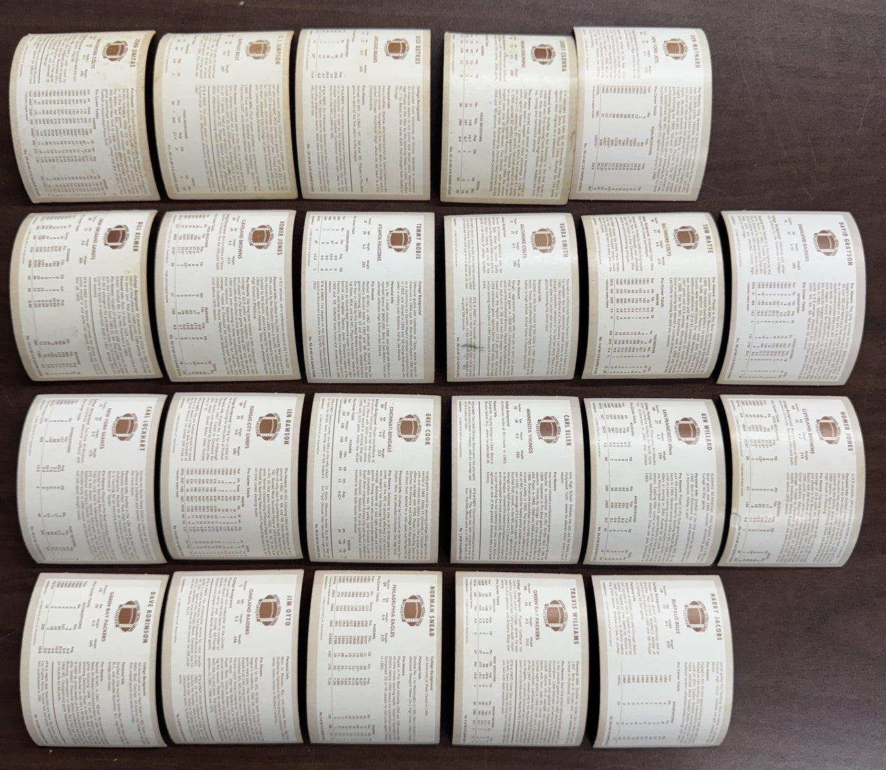 1970 Kellogg's Football Lot of 22 Low Grade