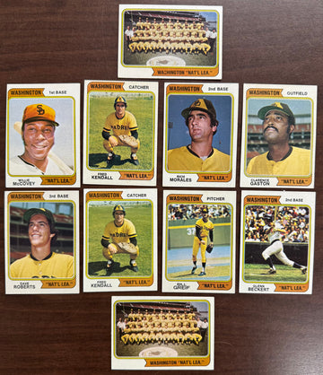 1974 Topps Washington National League Variation Lot of 10  EX