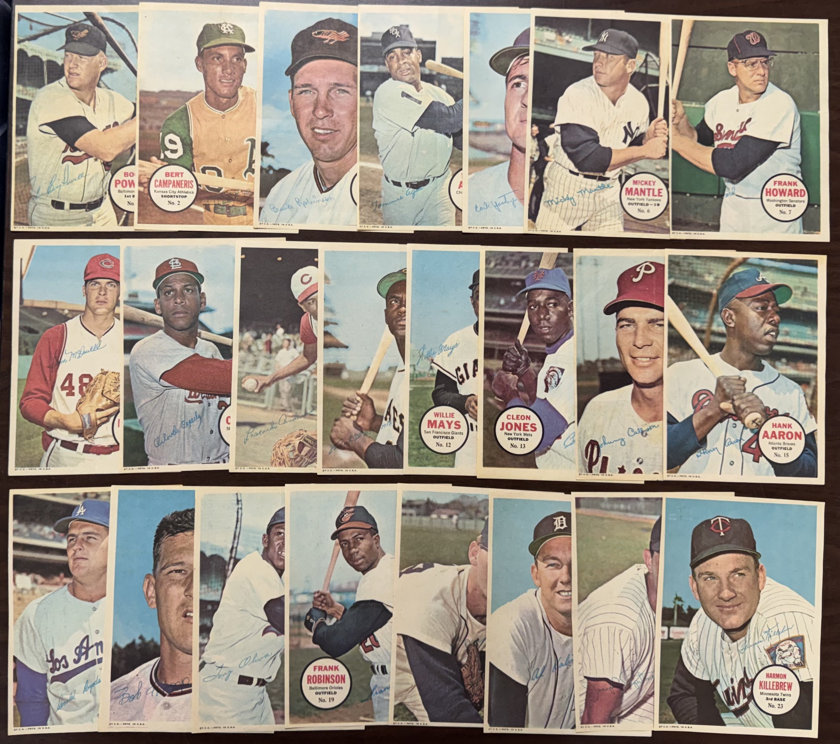 1967 Topps Baseball Posters Complete Set (30/30) EX-MT