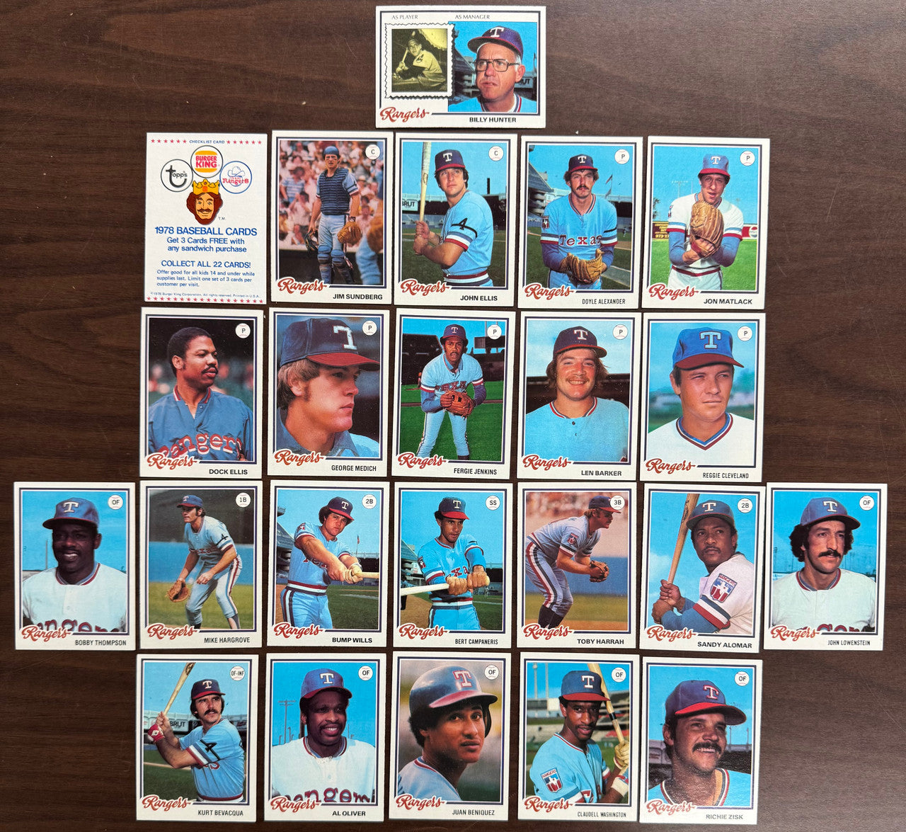 1978 Burger King Texas Rangers Complete Set (23) NM/MT