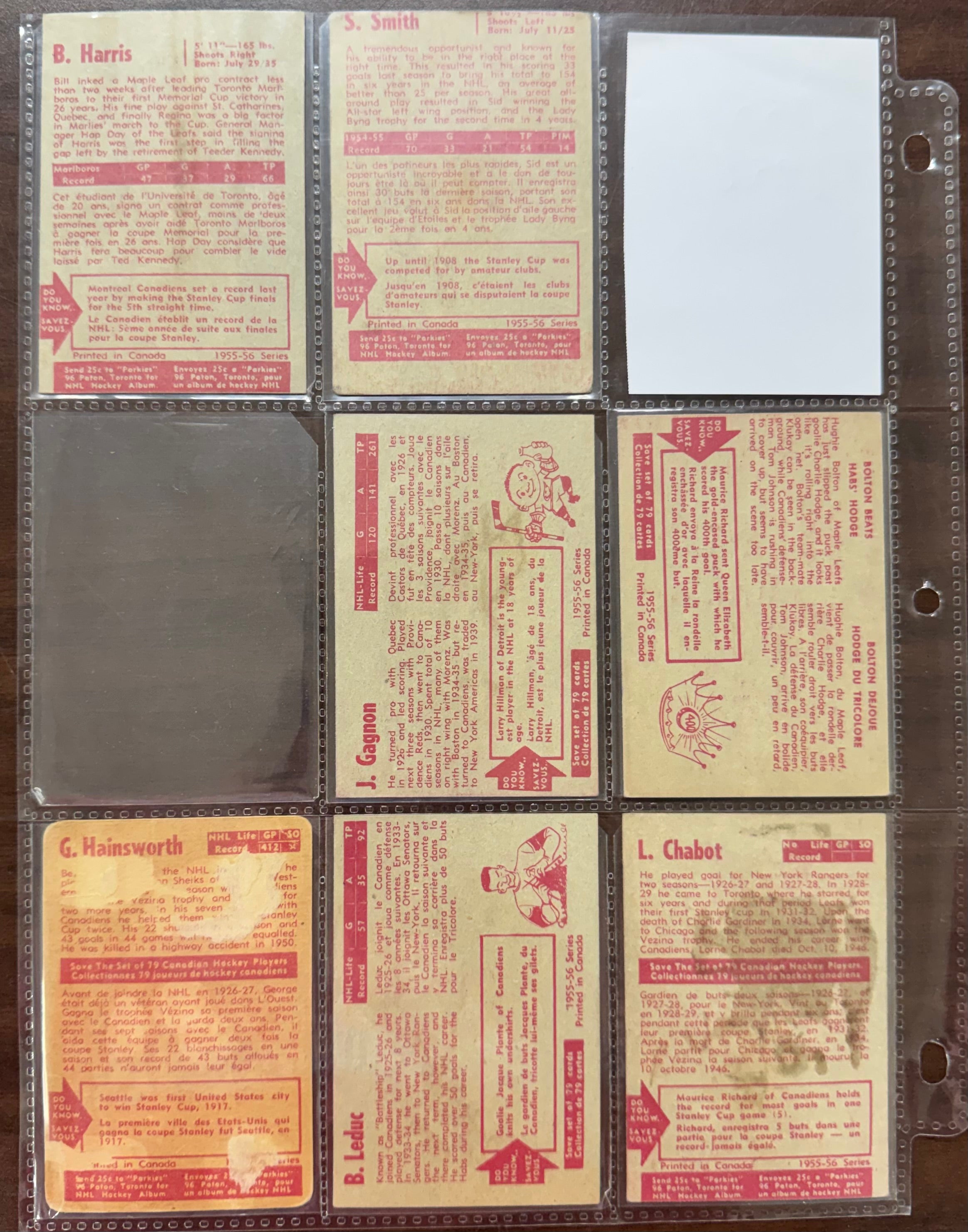 1955/56 Parkhurst Hockey Starter Set (24/80) Low Grade