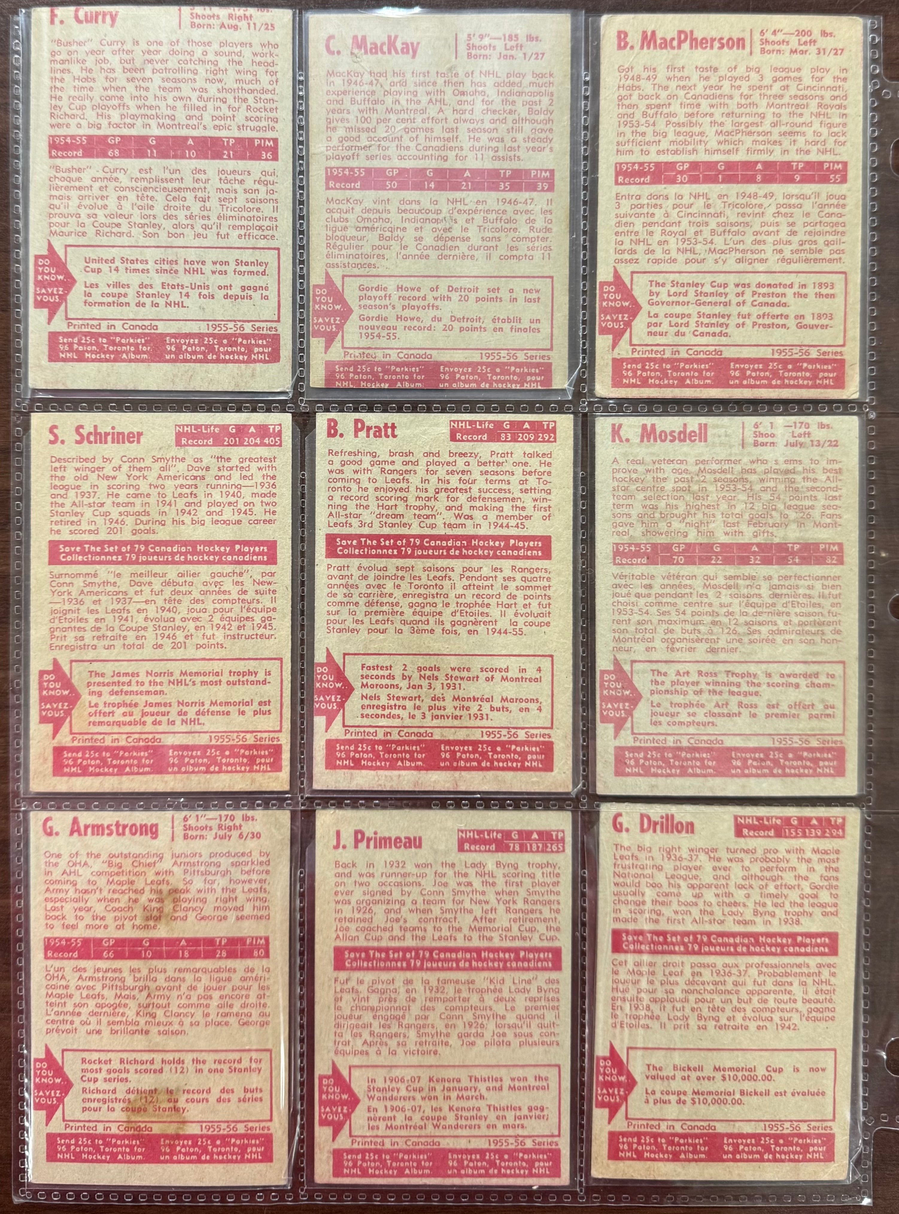 1955/56 Parkhurst Hockey Starter Set (24/80) Low Grade