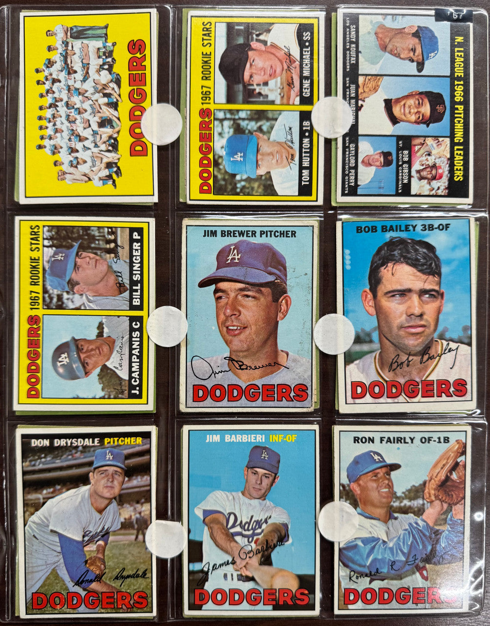 1967 Topps Baseball Los Angeles Dodgers Complete Team Set EX