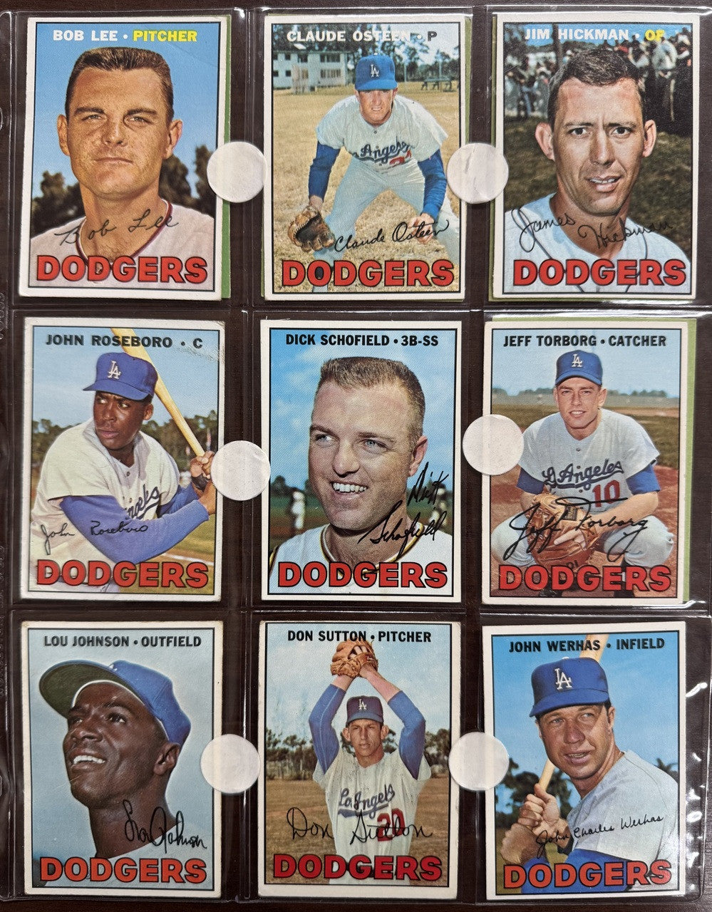 1967 Topps Baseball Los Angeles Dodgers Complete Team Set EX