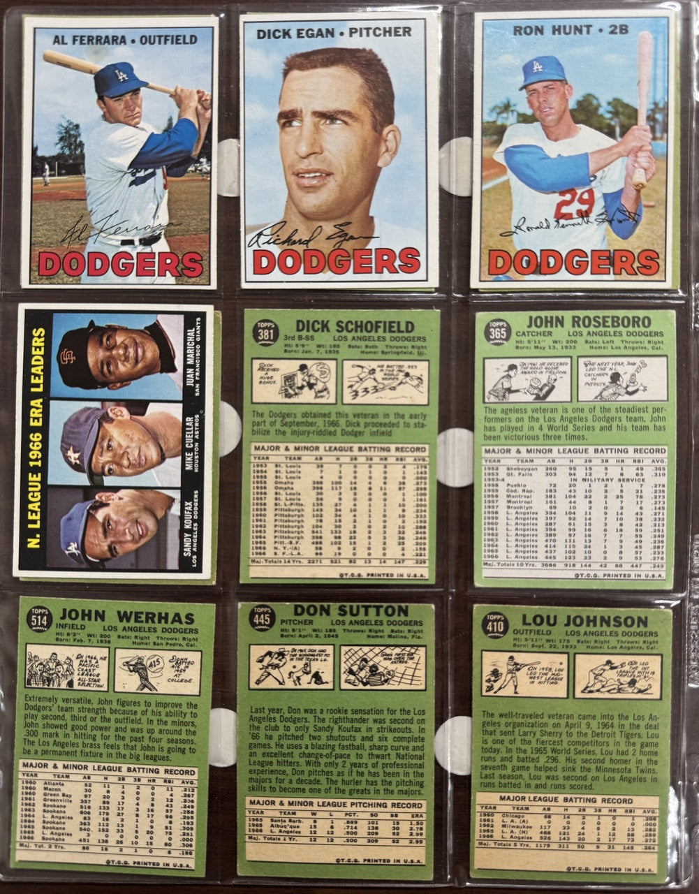 1967 Topps Baseball Los Angeles Dodgers Complete Team Set EX