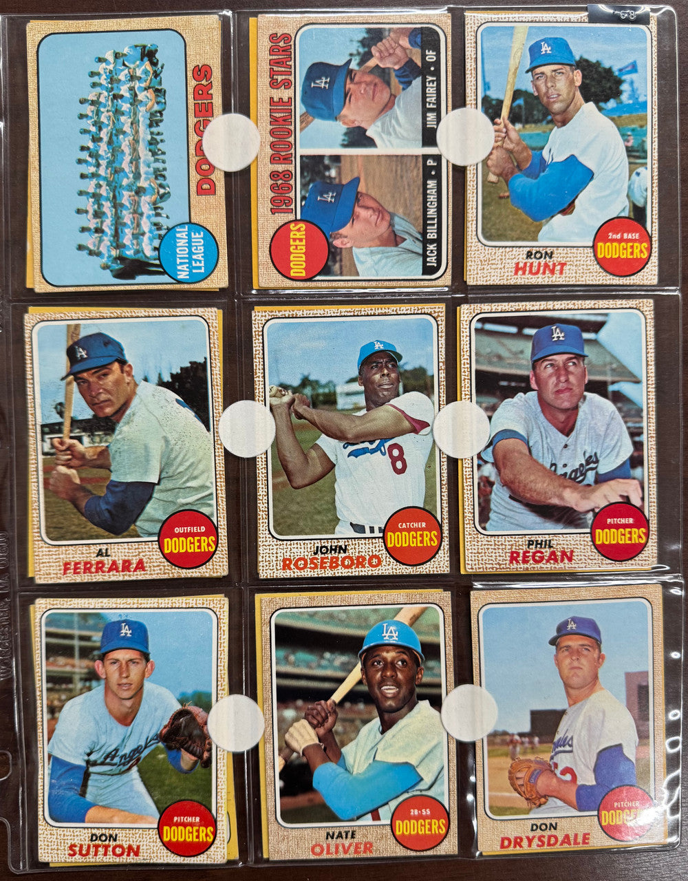1968 Topps Baseball Los Angeles Dodgers Team Set EX