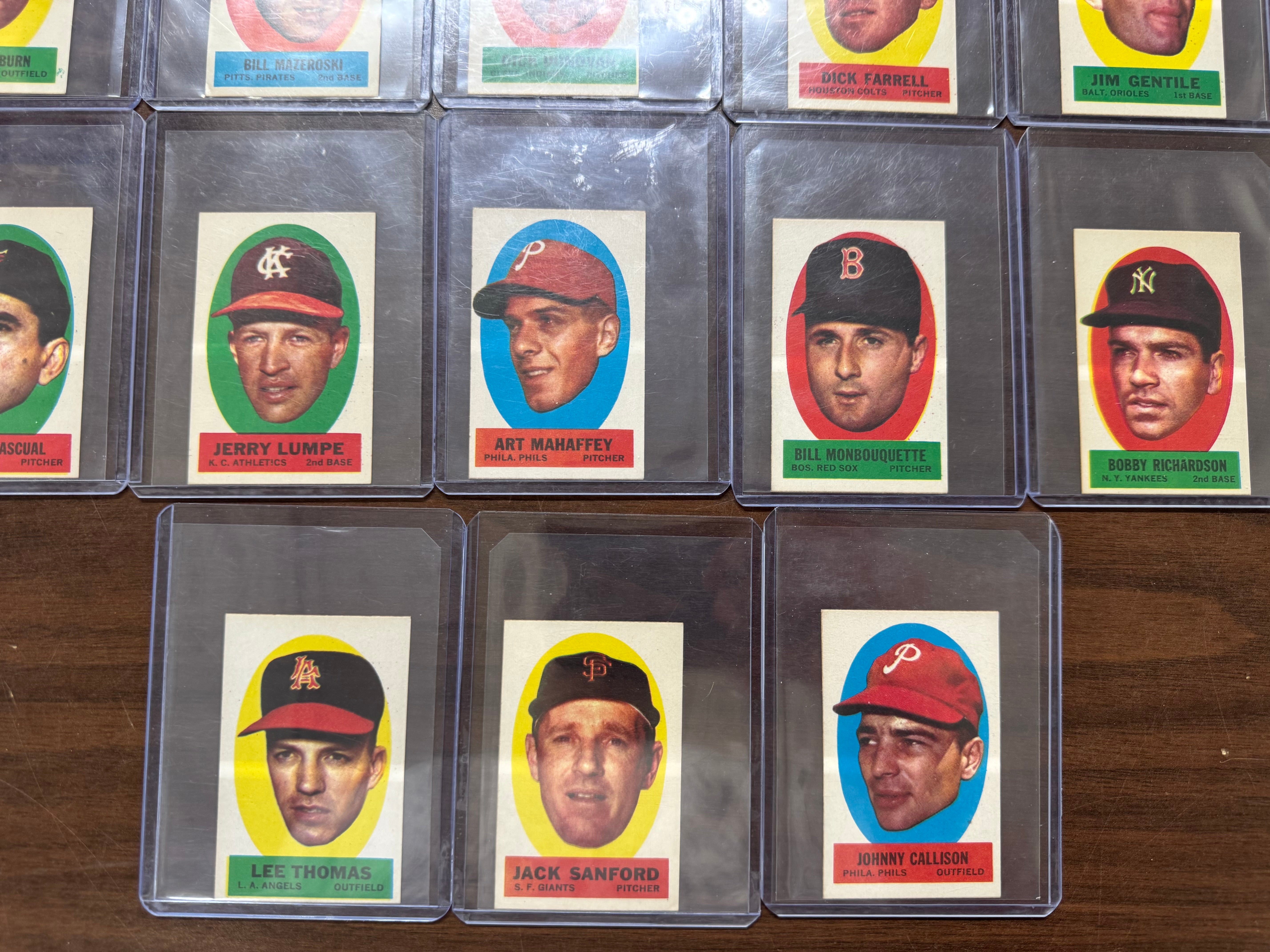 1963 Topps Baseball Peel Offs Card Lot (17) EX-MT
