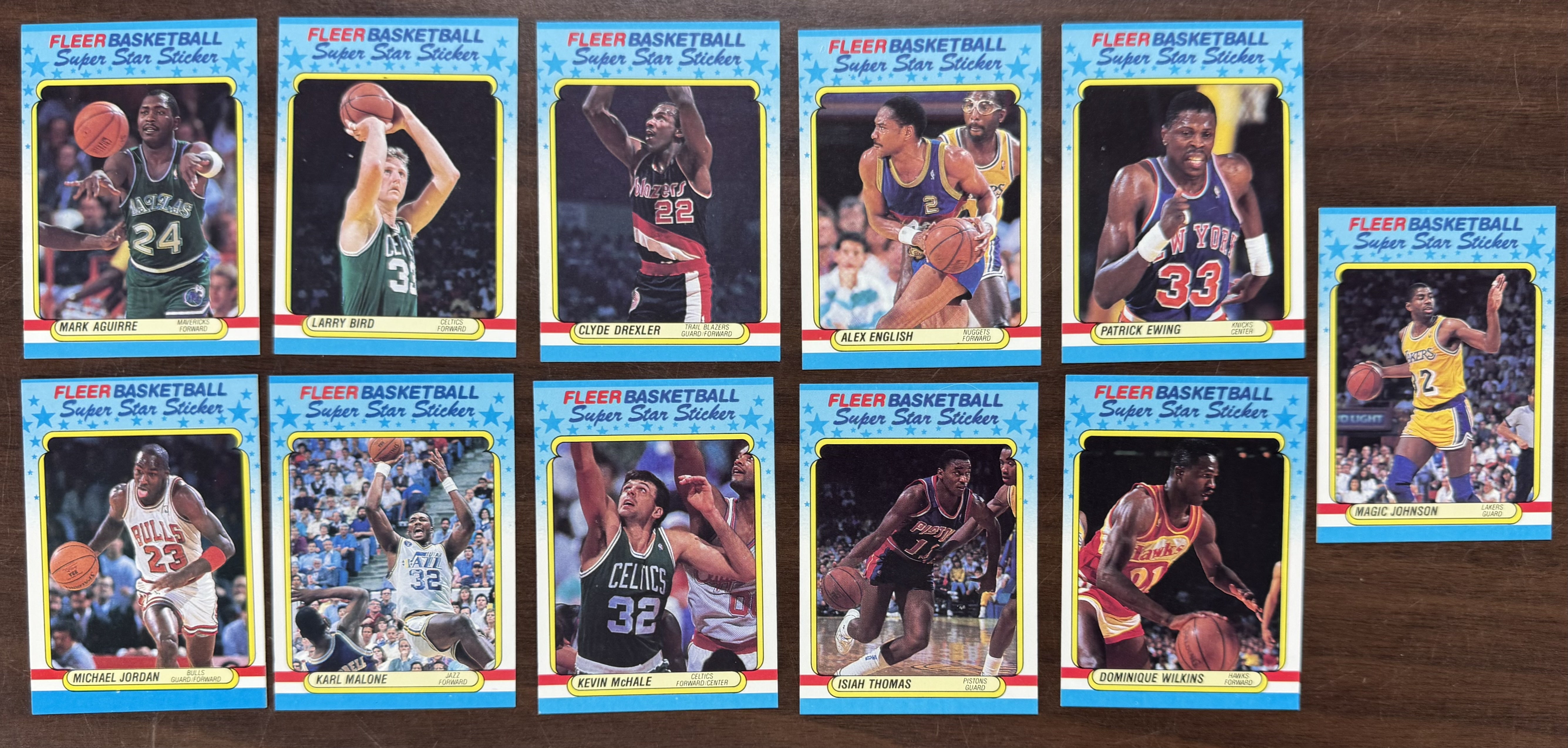 1988/89 Fleer Basketball Complete Sticker Set (11/11) NM