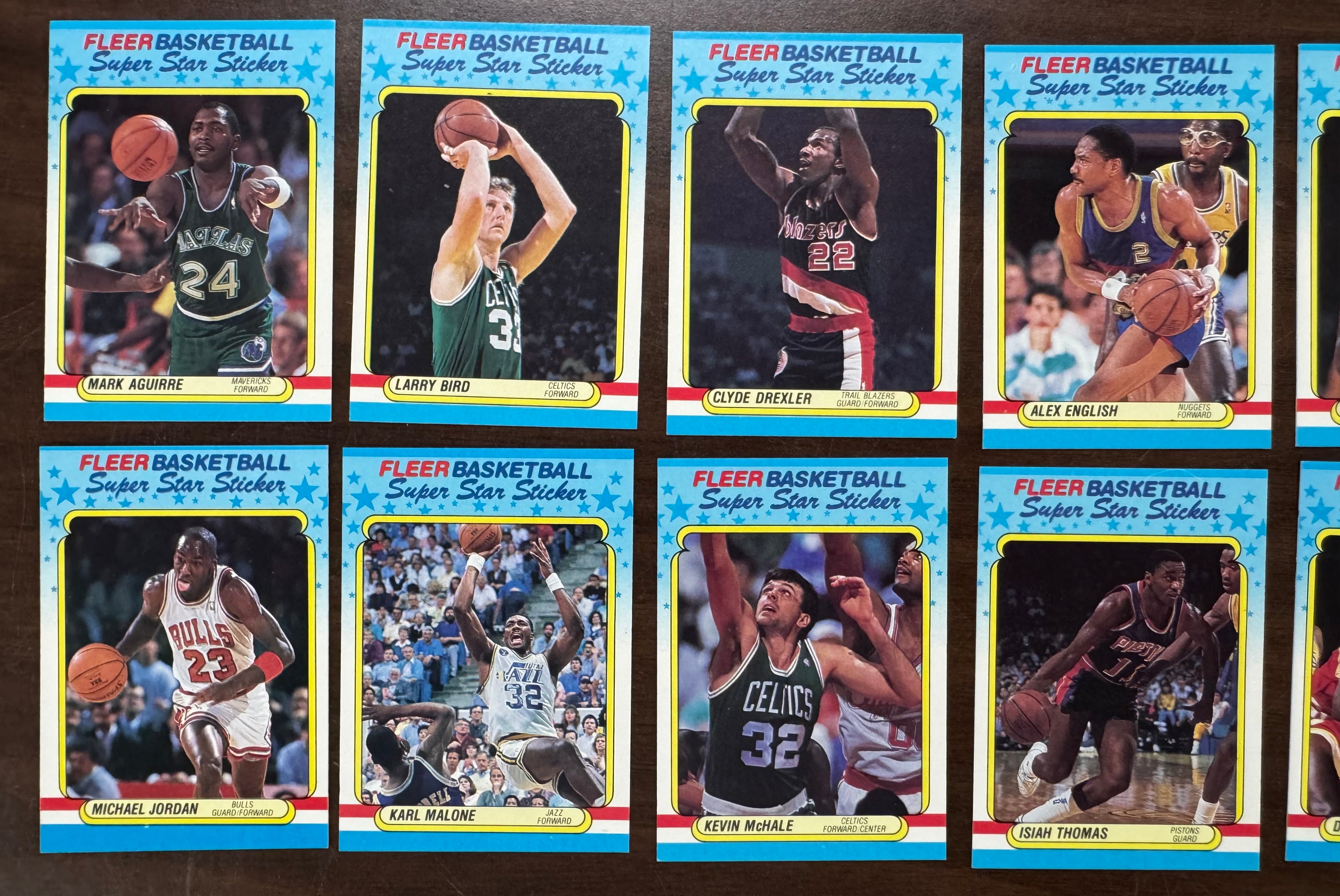 1988/89 Fleer Basketball Complete Sticker Set (11/11) NM
