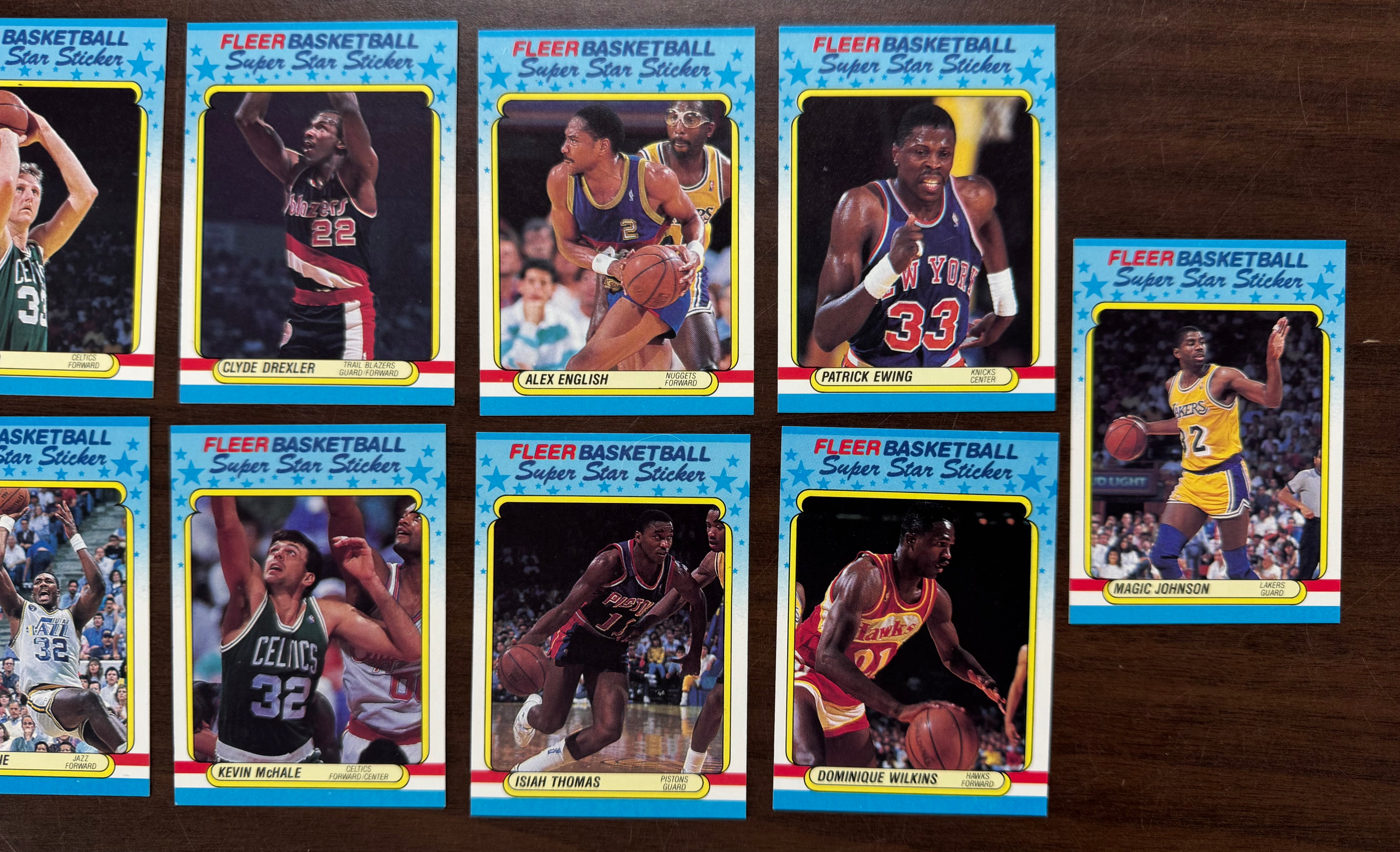 1988/89 Fleer Basketball Complete Sticker Set (11/11) NM