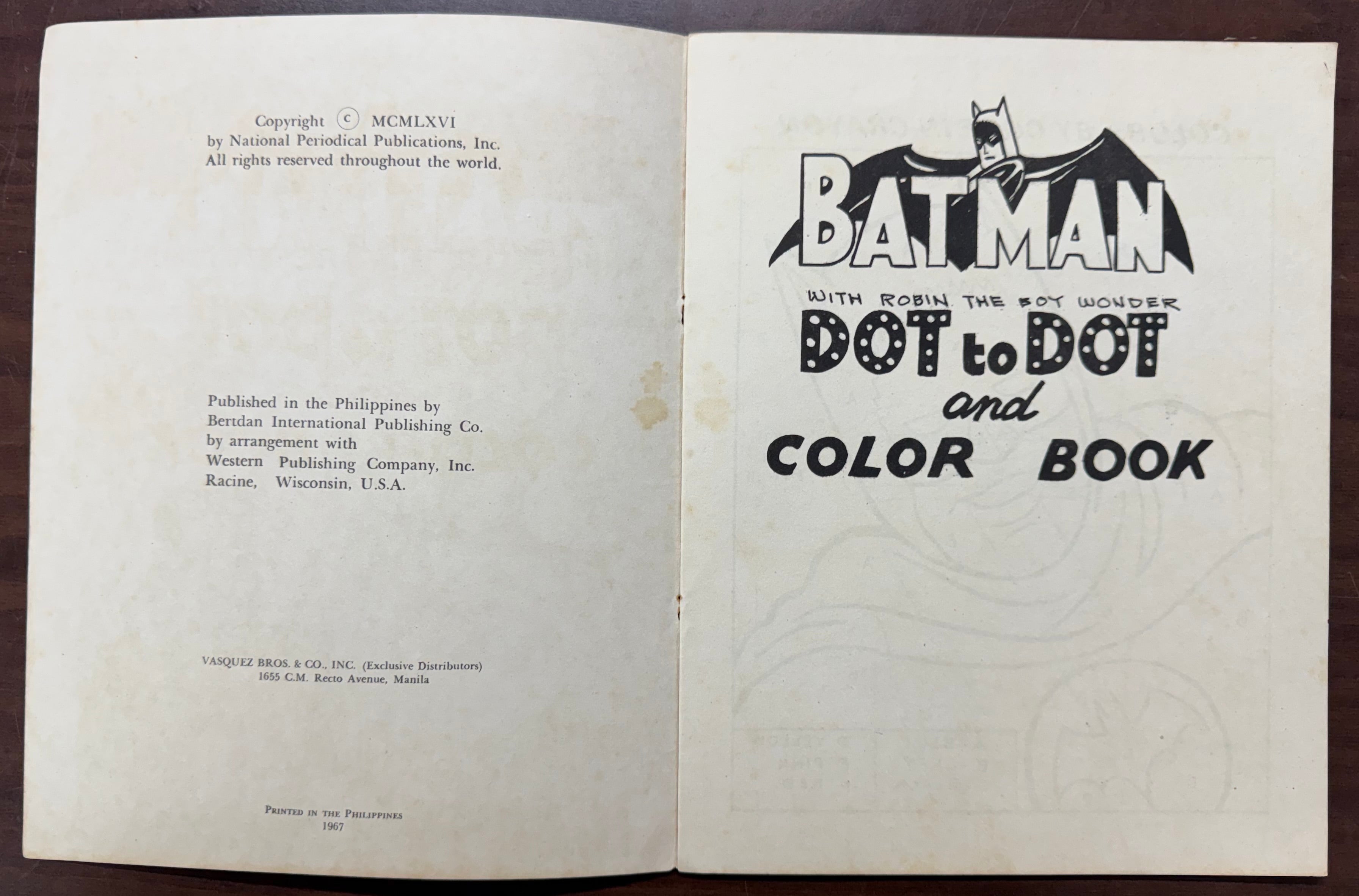 1967 NPP Batman with Robin Dot to Dot and Color Book Rare Not Written in Fair