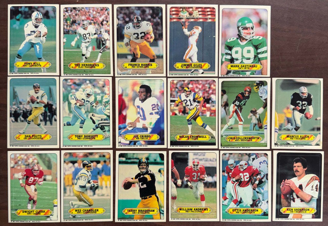 1983 Topps Football Stickers Complete Set (33) NM/MT Montana Payton