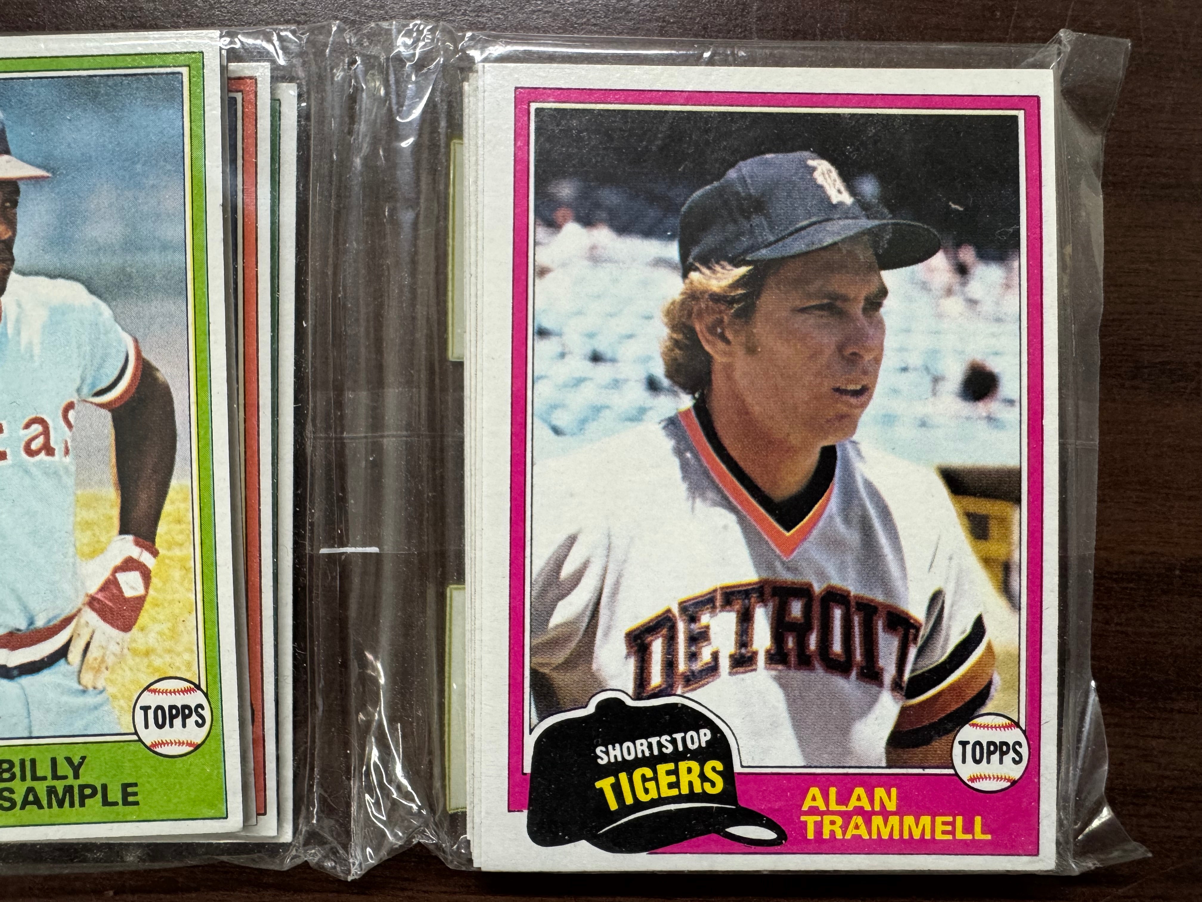 1981 Topps Baseball Rack Pack W/ Alan Trammell on Top